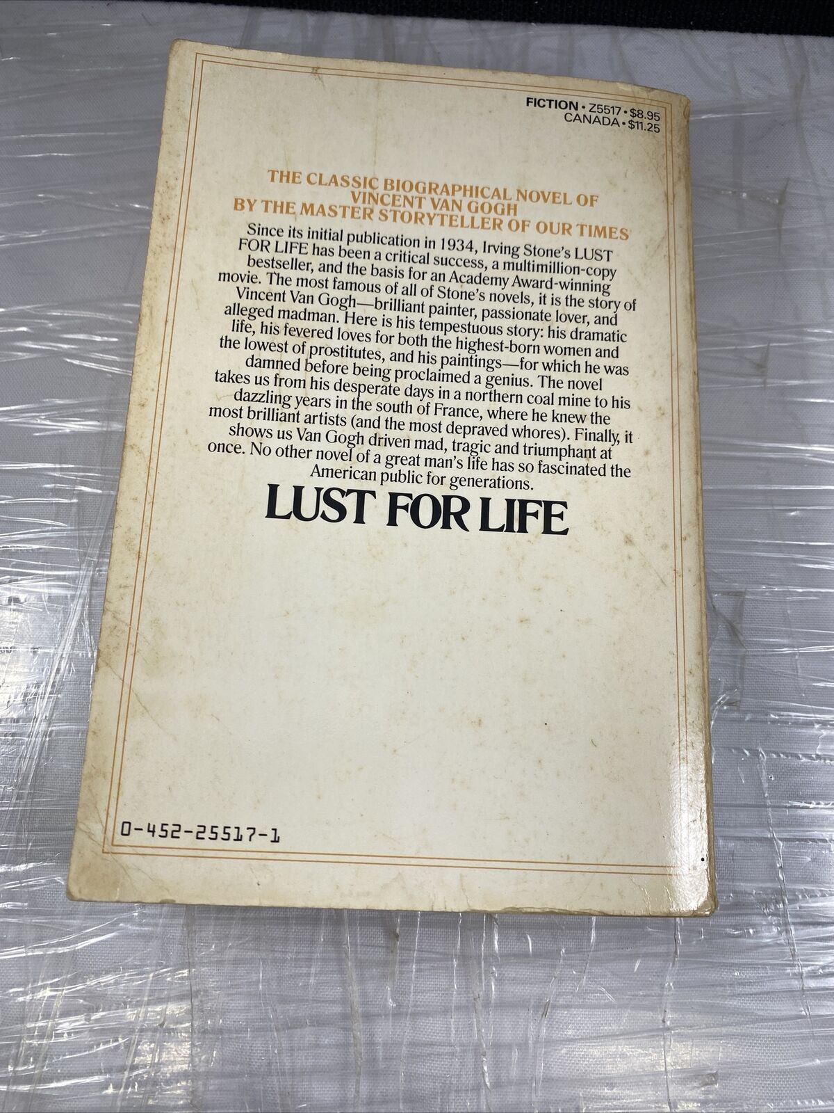 Lust for Life Paperback Irving Stone 50th Anniversary First Plume Print