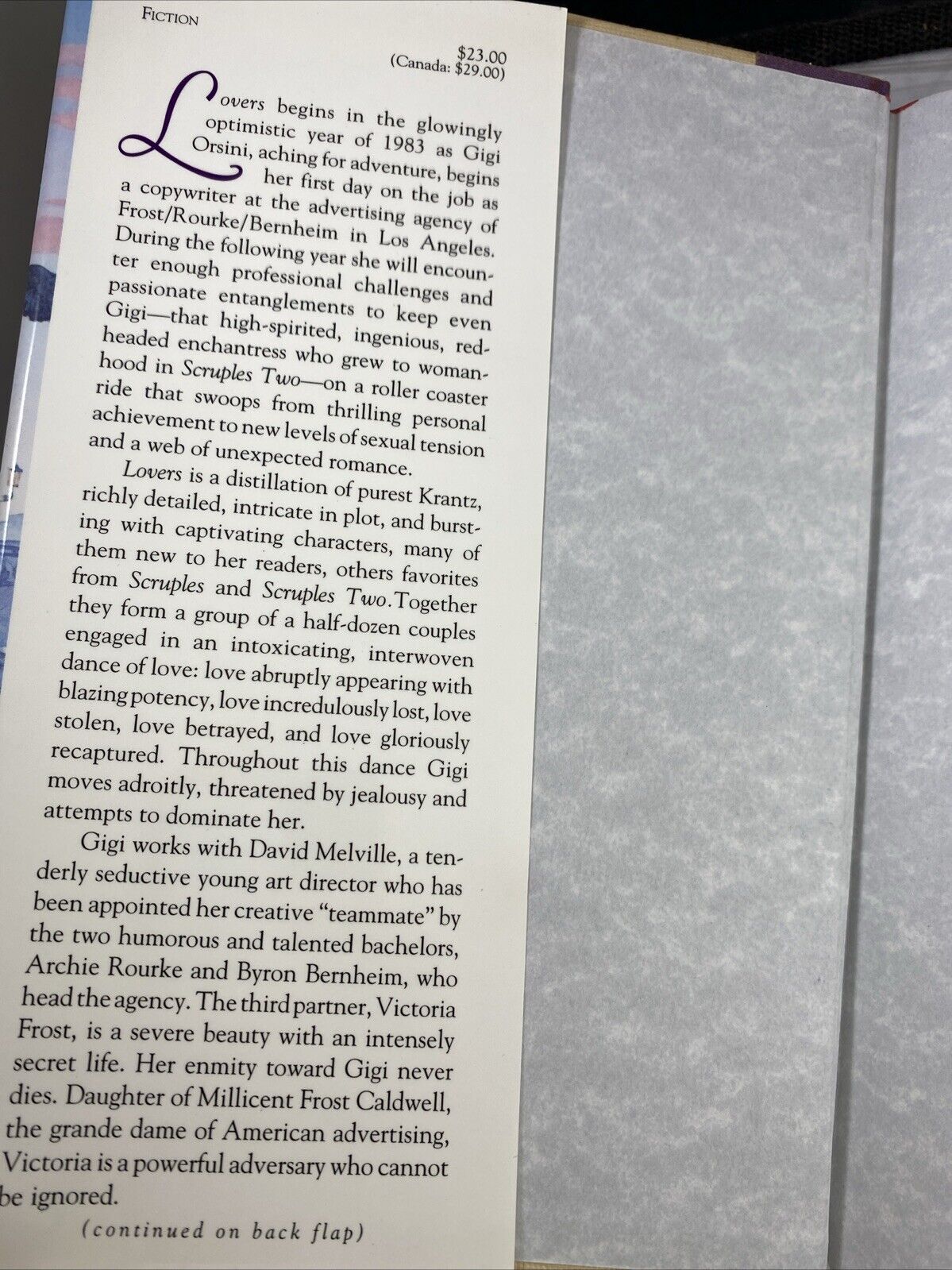 Lovers Judith Krantz 1994 Crown Publishers Hardcover First Edition First Print