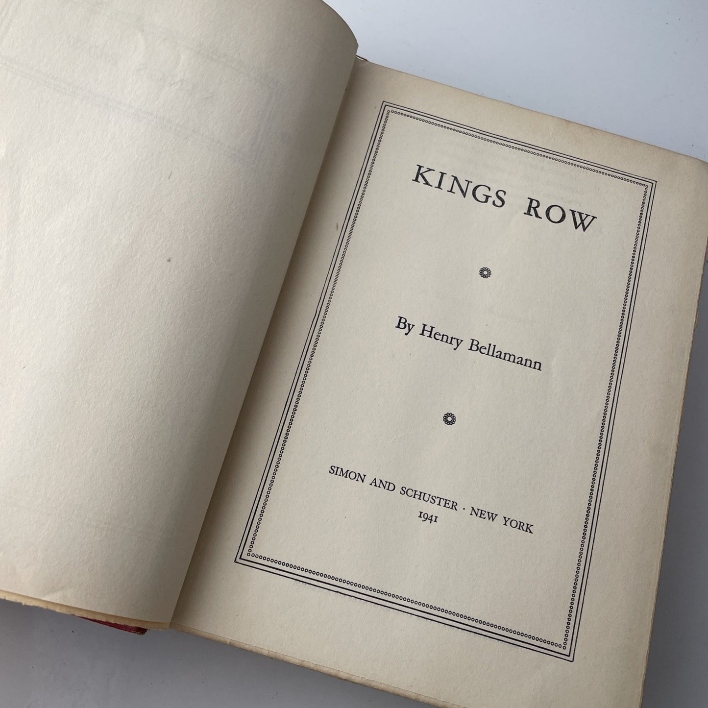 Vintage 40s Literature kings row henry bellamann 1940 Hardcover Book