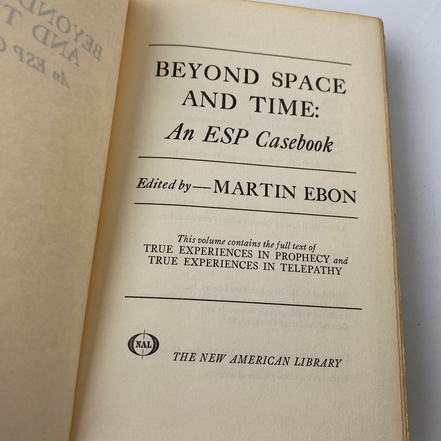 Beyond Space and Time Martin Ebon 1967 Book Club Edition ESP Casebook