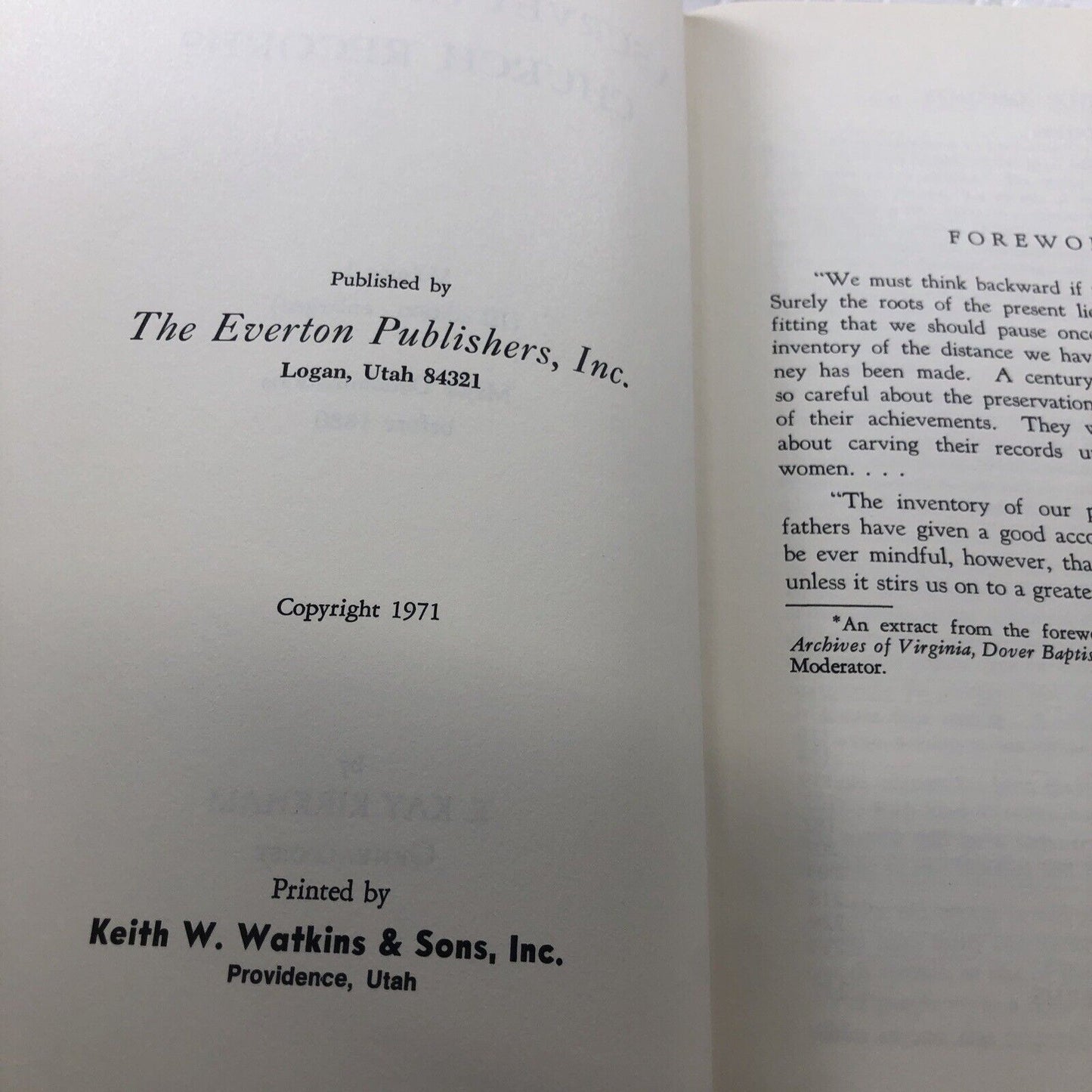 Survey Of American Church Records: Major Denominations Before 1880. History