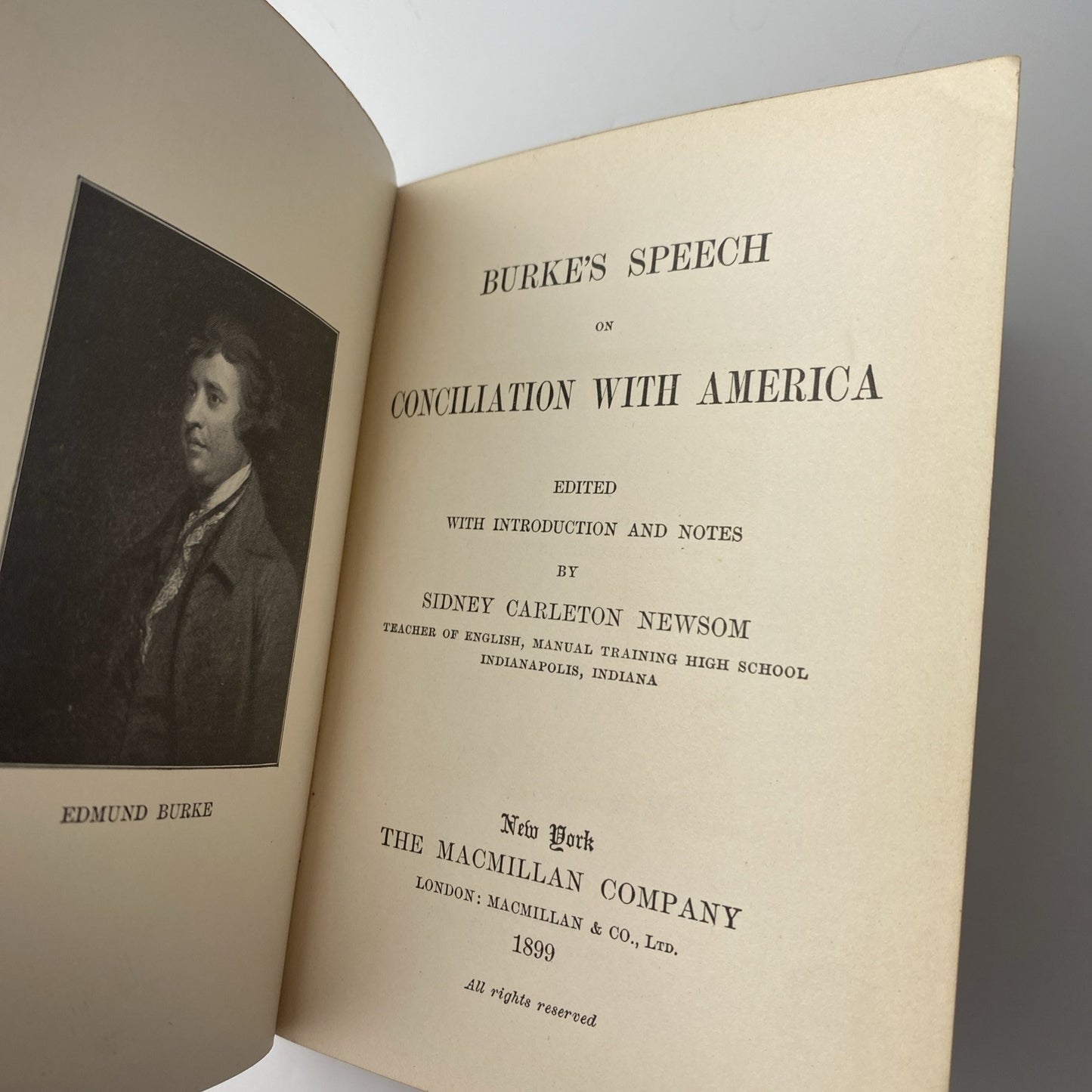 Antique Pocketbook Burke's Speech On Conciliation With America (hardcover 1899)