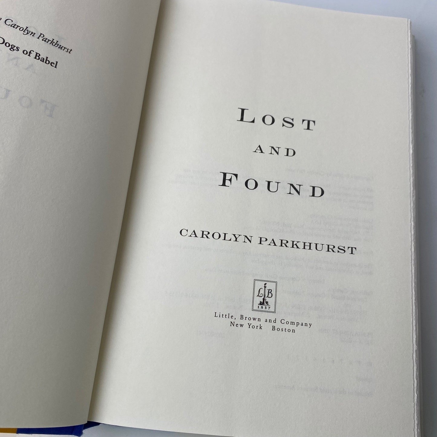Lost and Found Carolyn Parkhurst 2006 First Edition Little Brown