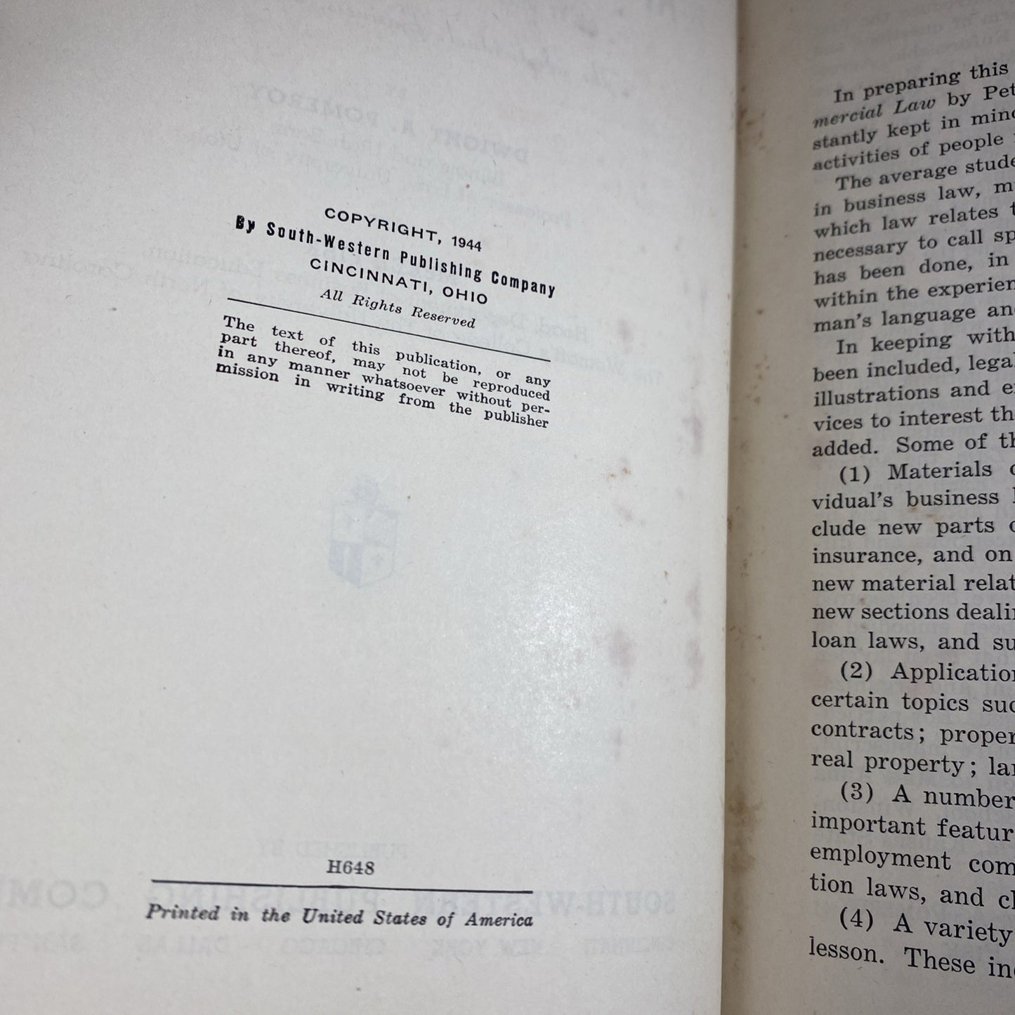 Applied Business Law By Pomeroy & Fisk 1944 Good Condition Vintage Textbook See
