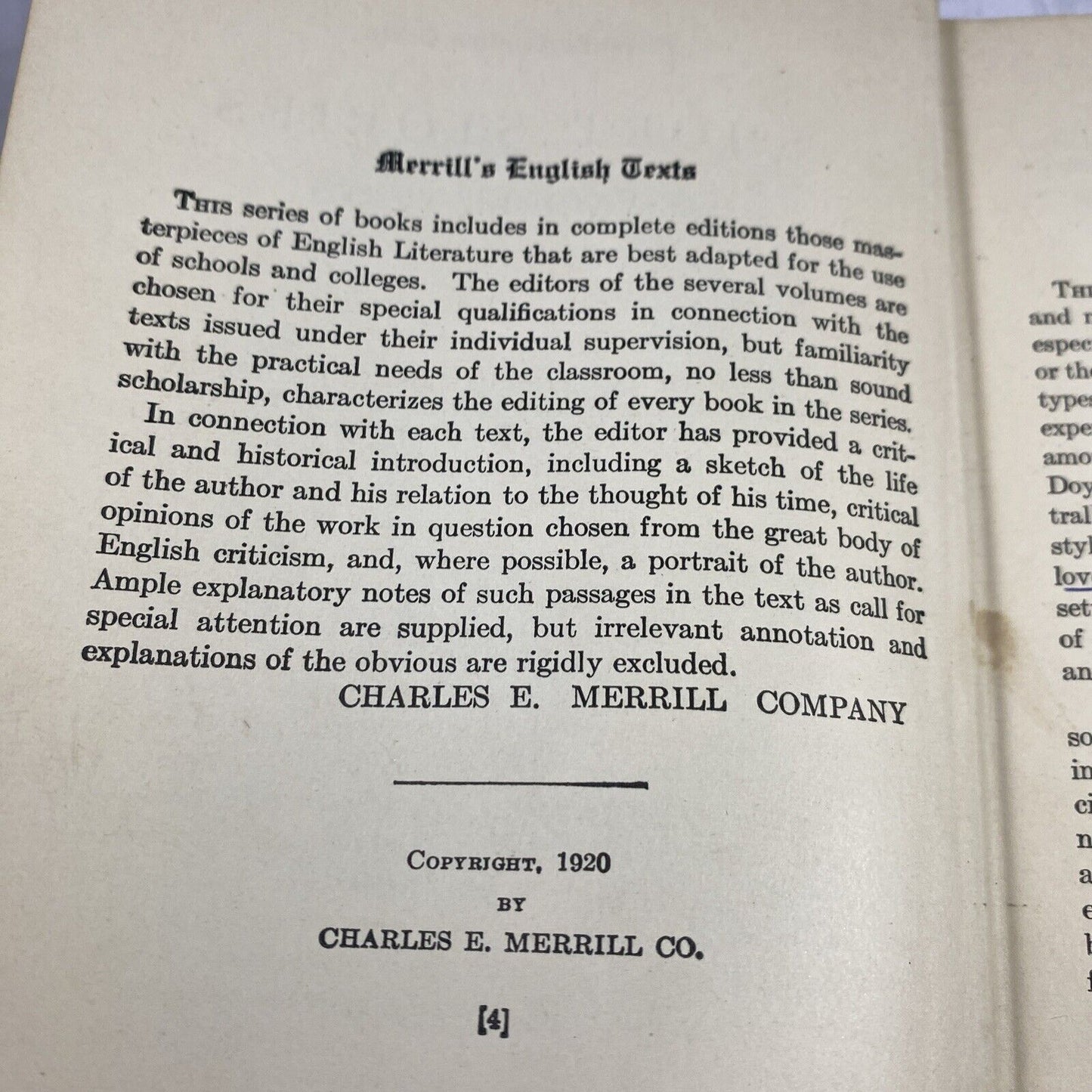1924 Merrill's English Texts Short Plays Of Various Types HC Antique Literature