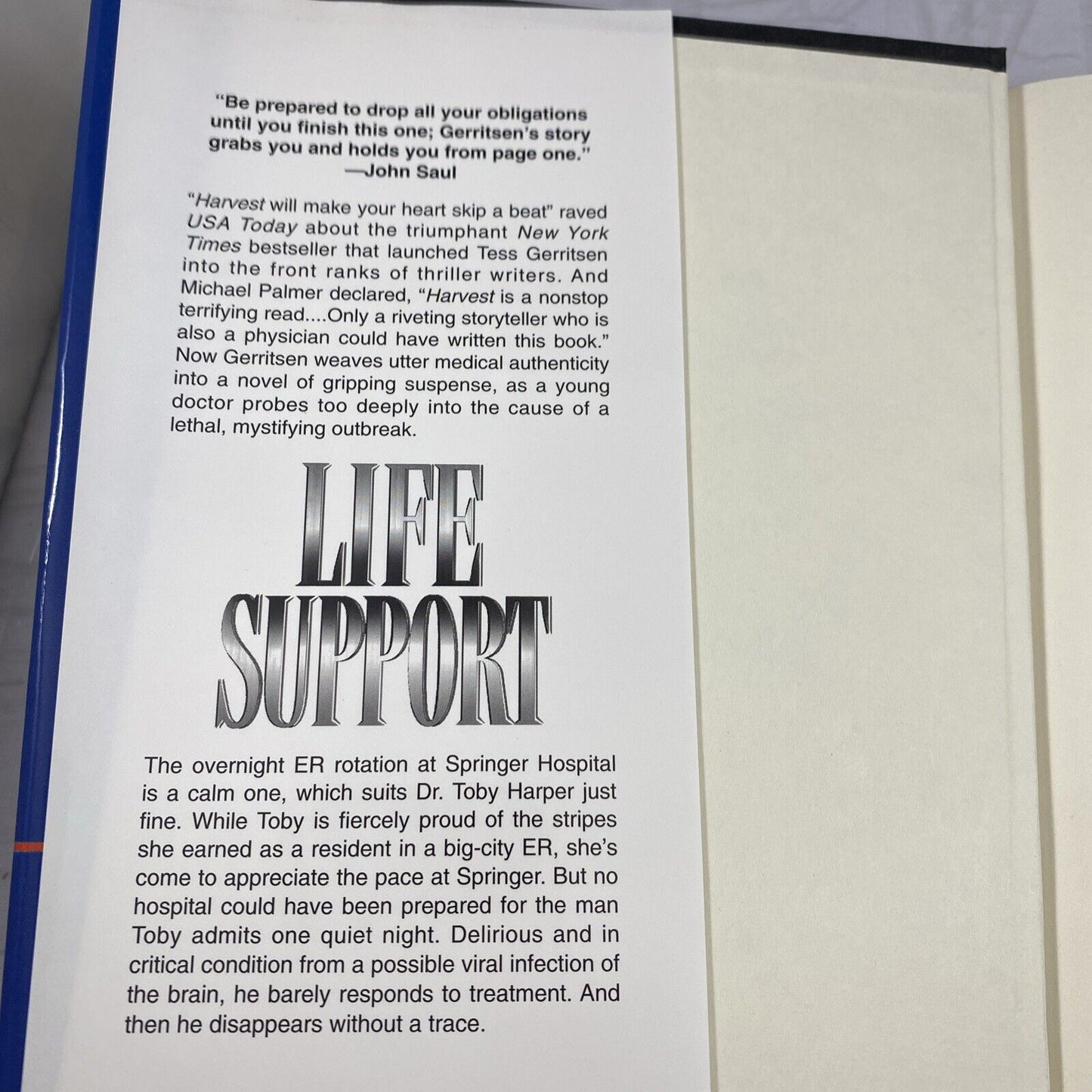 Life Support by Tess Gerritsen (1997, Hardcover) Pocket Books Club Edition
