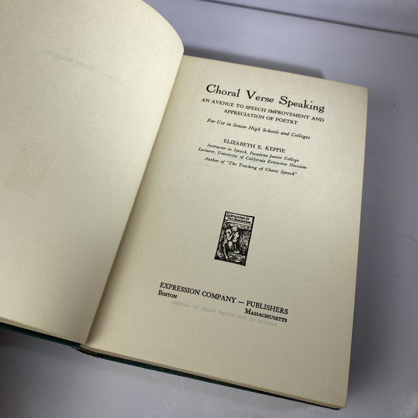 1939 Choral Verse Speaking. E. Keppie. Speech Improvement & Poetry Appreciation