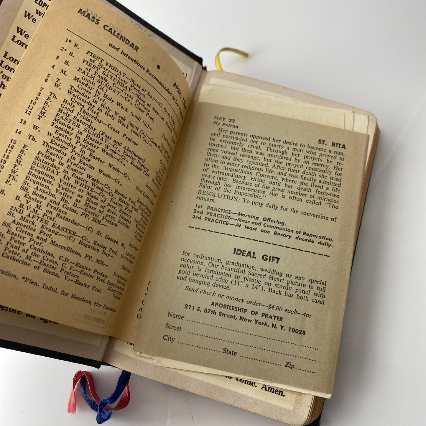Vintage 1965 Parish Mass Book and Hymnal Old Religious Pictures Leather Unique