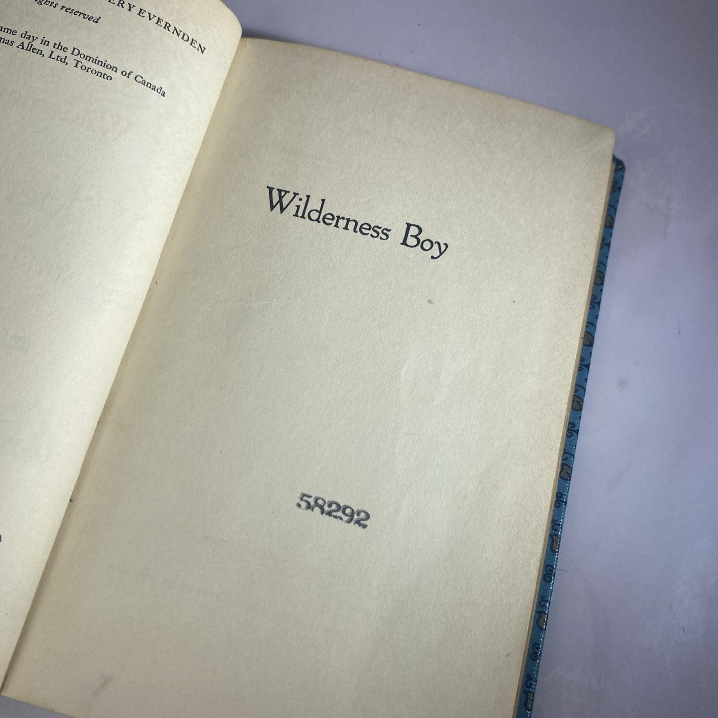 WILDERNESS BOY By Margery Evernden Rare Novel Chapter Book Rebound Vintage