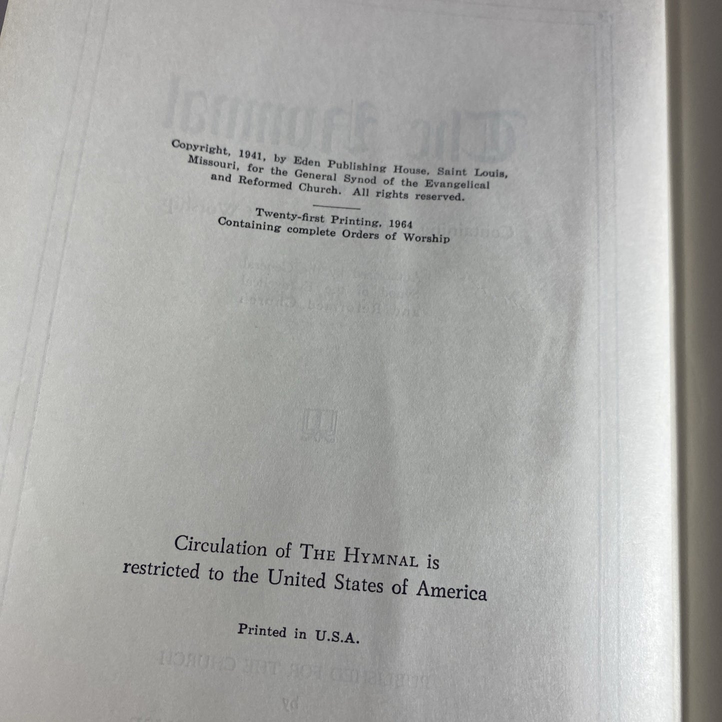 The Hymnal 1964 Eden Publishing House St. Louis Nice Binding Blue VG No Marks
