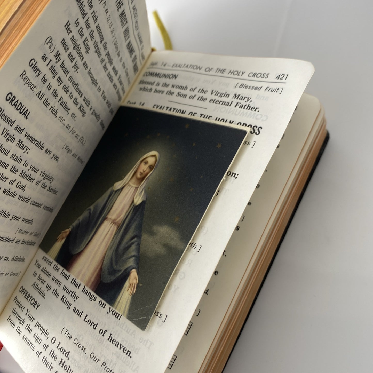 Vintage 1965 Parish Mass Book and Hymnal Old Religious Pictures Leather Unique