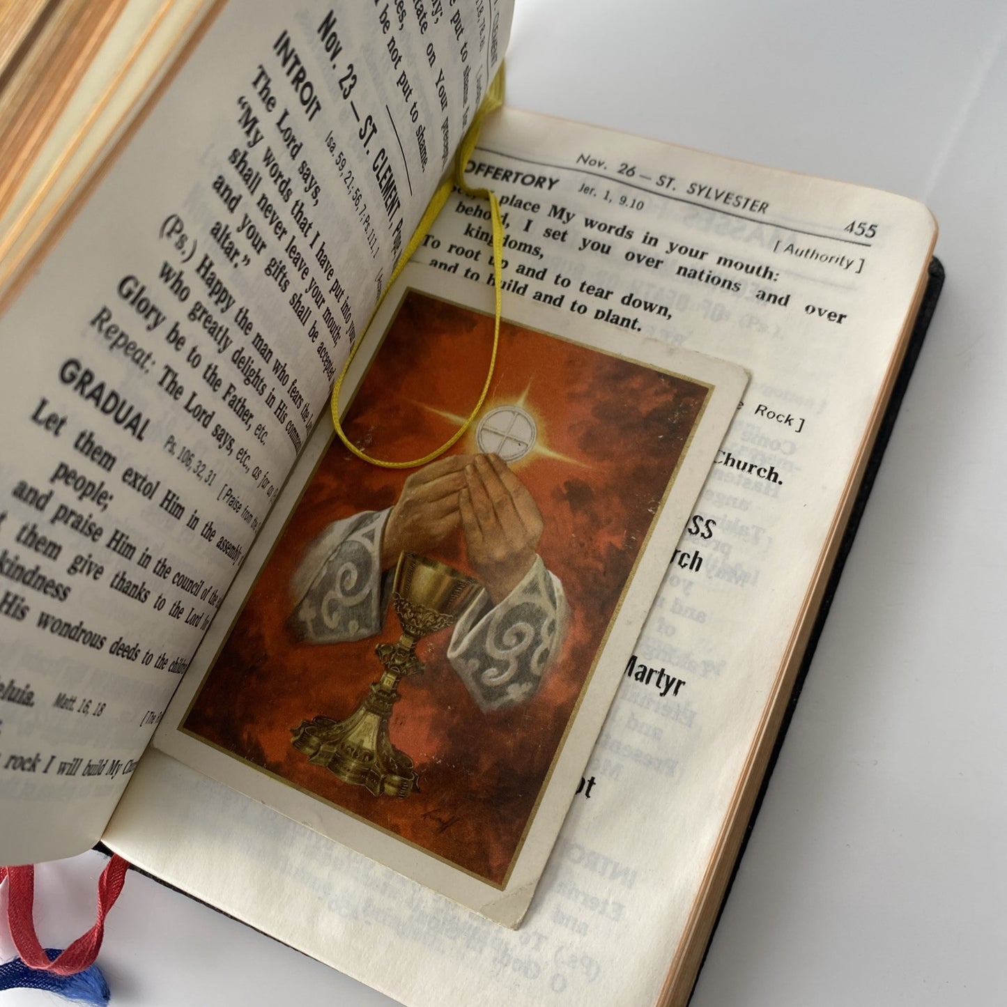 Vintage 1965 Parish Mass Book and Hymnal Old Religious Pictures Leather Unique