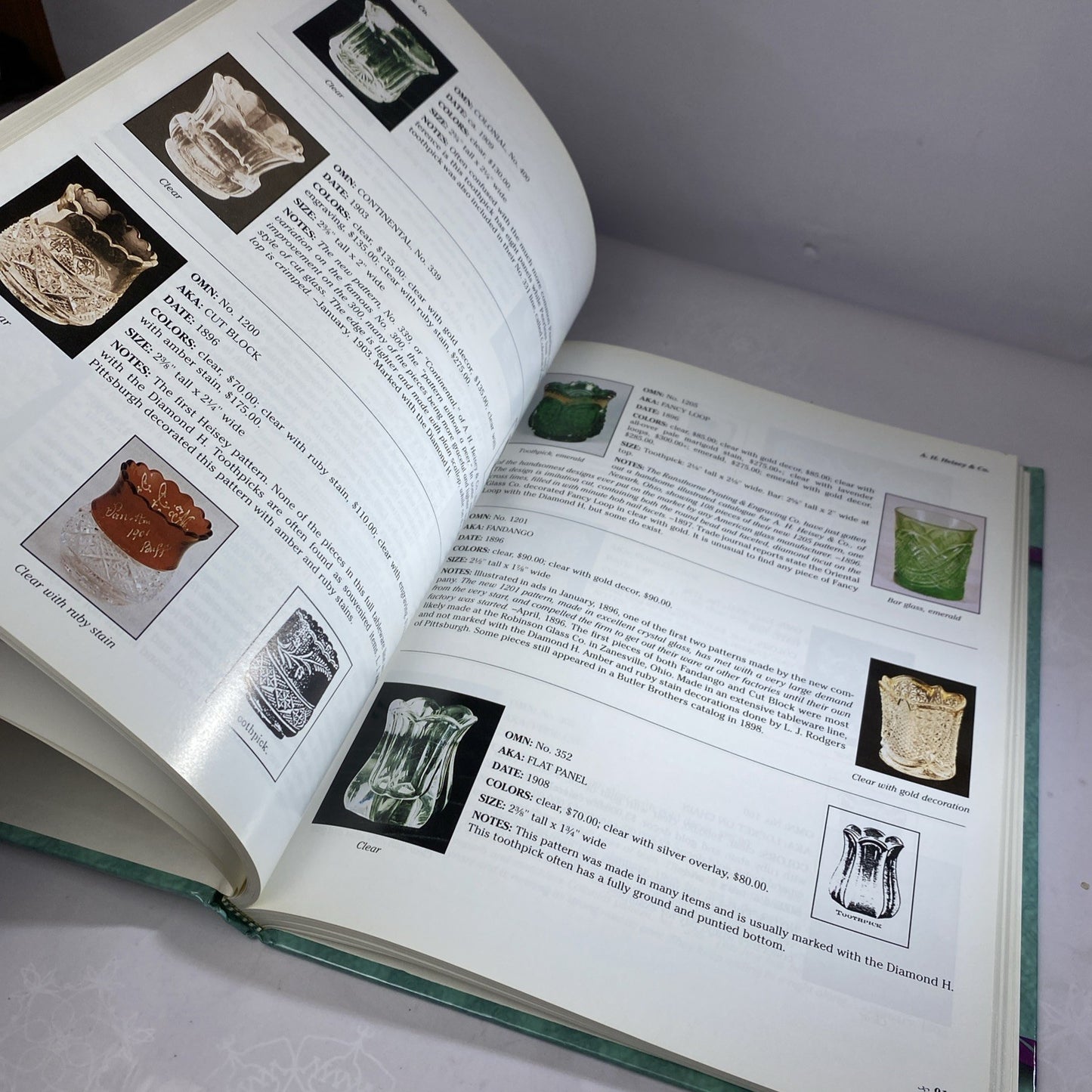 GLASS TOOTHPICK HOLDERS Identification Value BOOK ~ 1999 Bredehoft & Sanford HC
