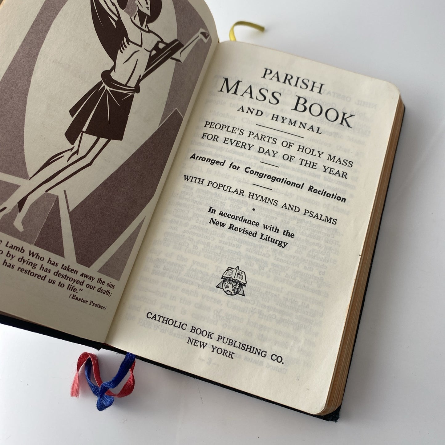 Vintage 1965 Parish Mass Book and Hymnal Old Religious Pictures Leather Unique
