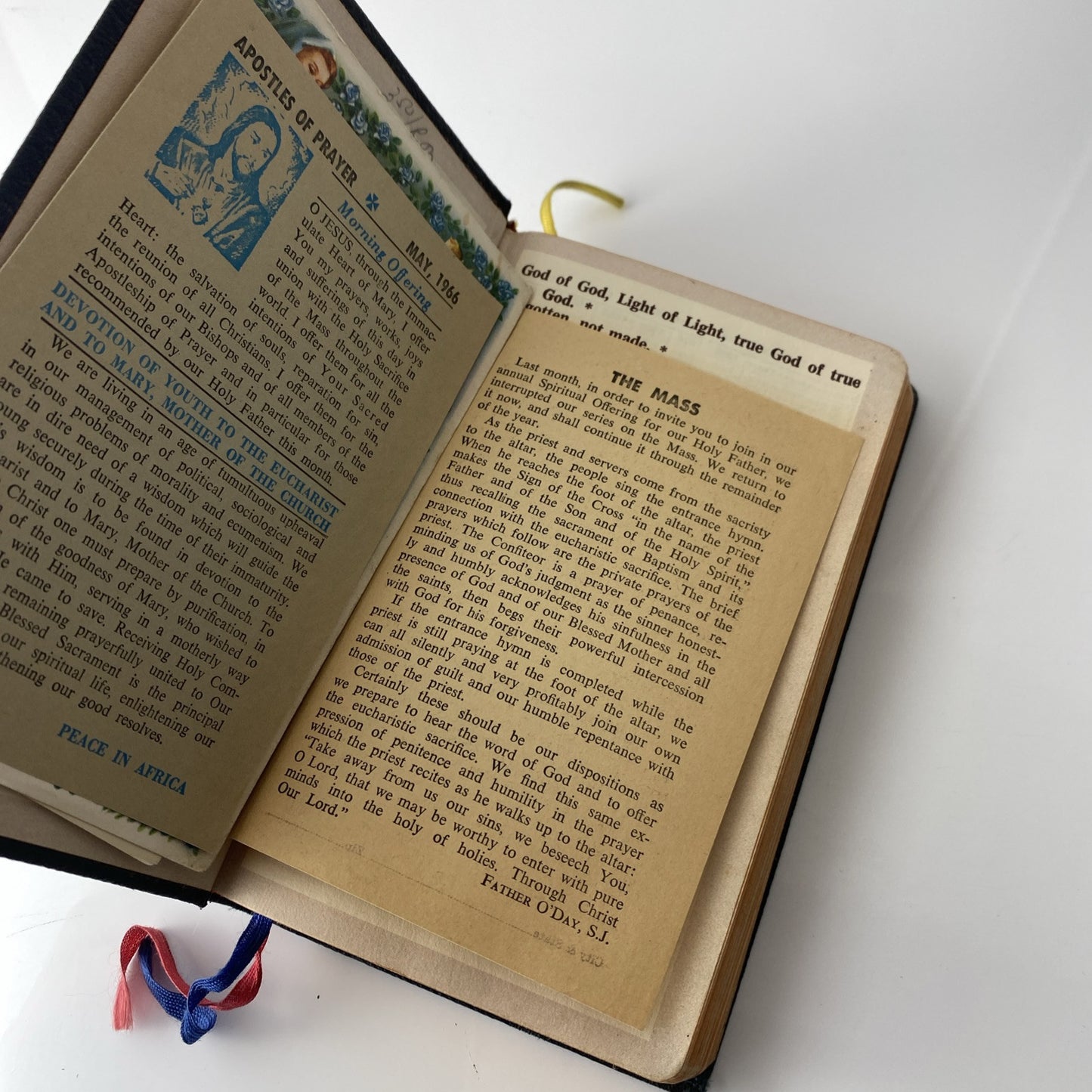 Vintage 1965 Parish Mass Book and Hymnal Old Religious Pictures Leather Unique