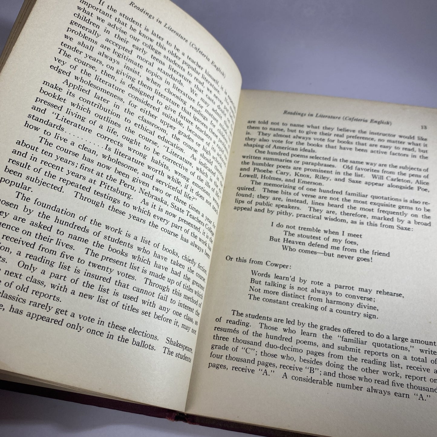 Readings In Literature Ira Wilson Missouri Printed Antique 1928 English Quotes