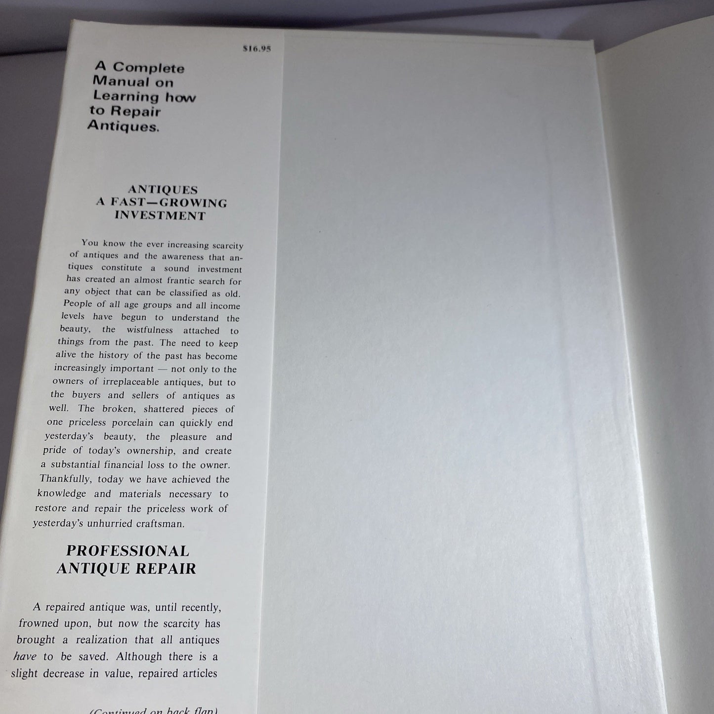 Antique Restoration & China Repair /Two Sisters' Guide to/Auth. J &J Myers 1973