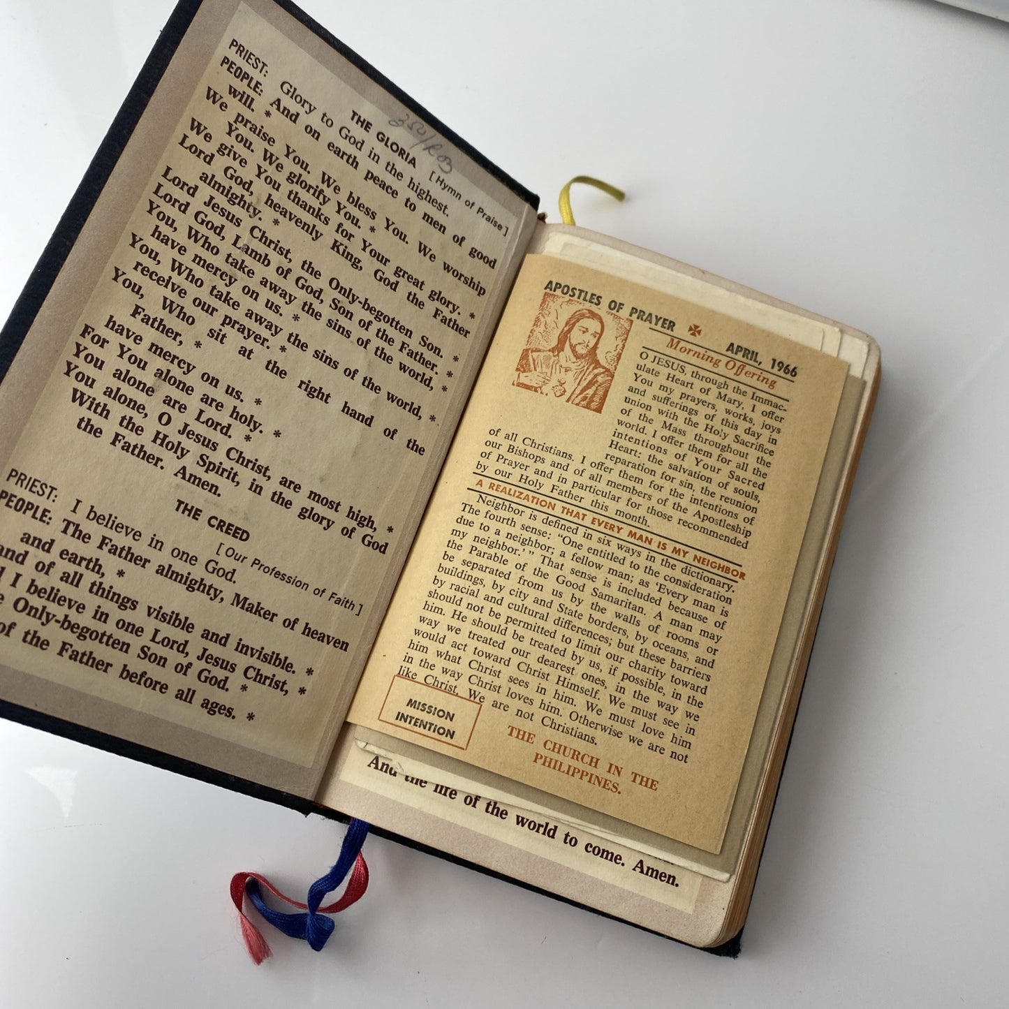 Vintage 1965 Parish Mass Book and Hymnal Old Religious Pictures Leather Unique