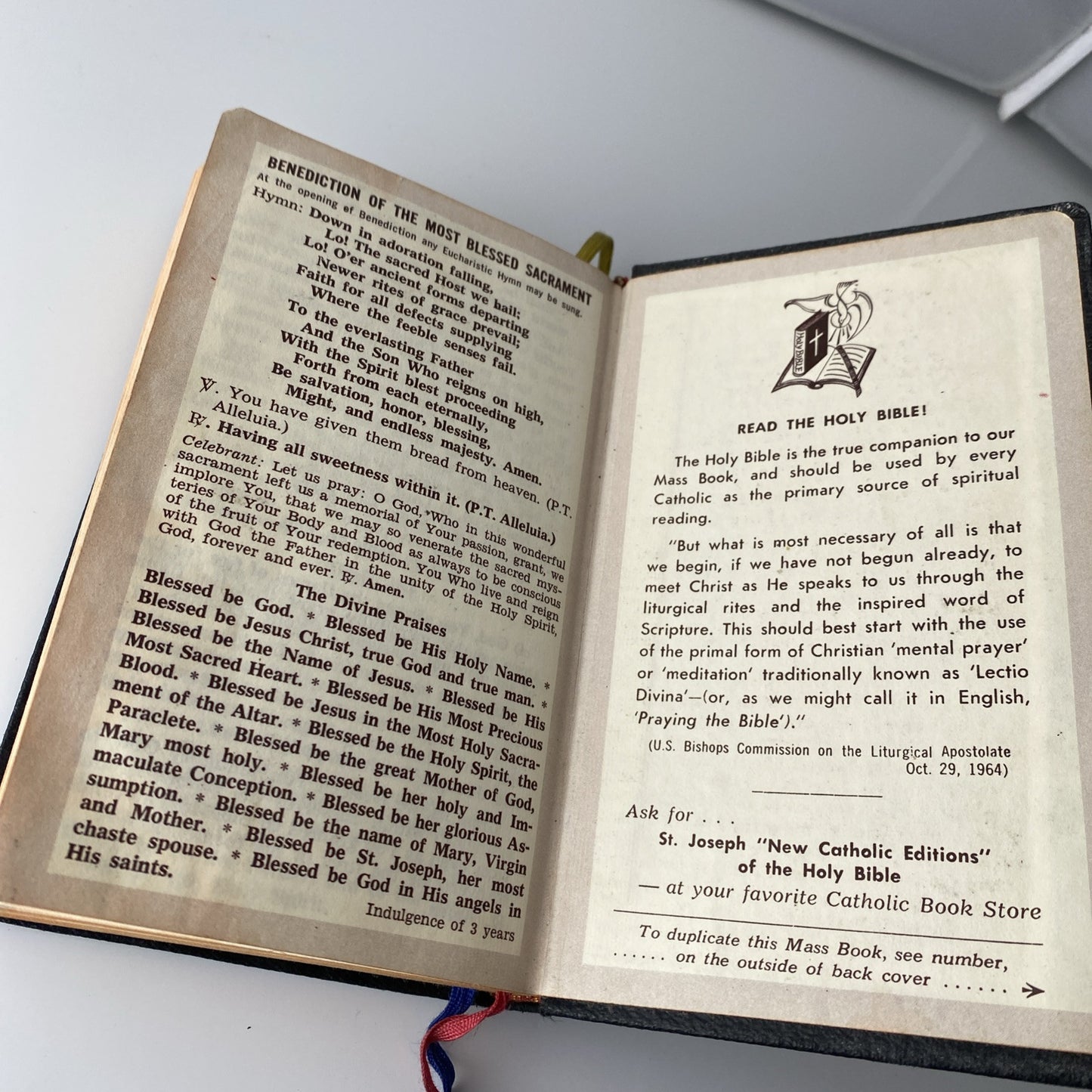 Vintage 1965 Parish Mass Book and Hymnal Old Religious Pictures Leather Unique