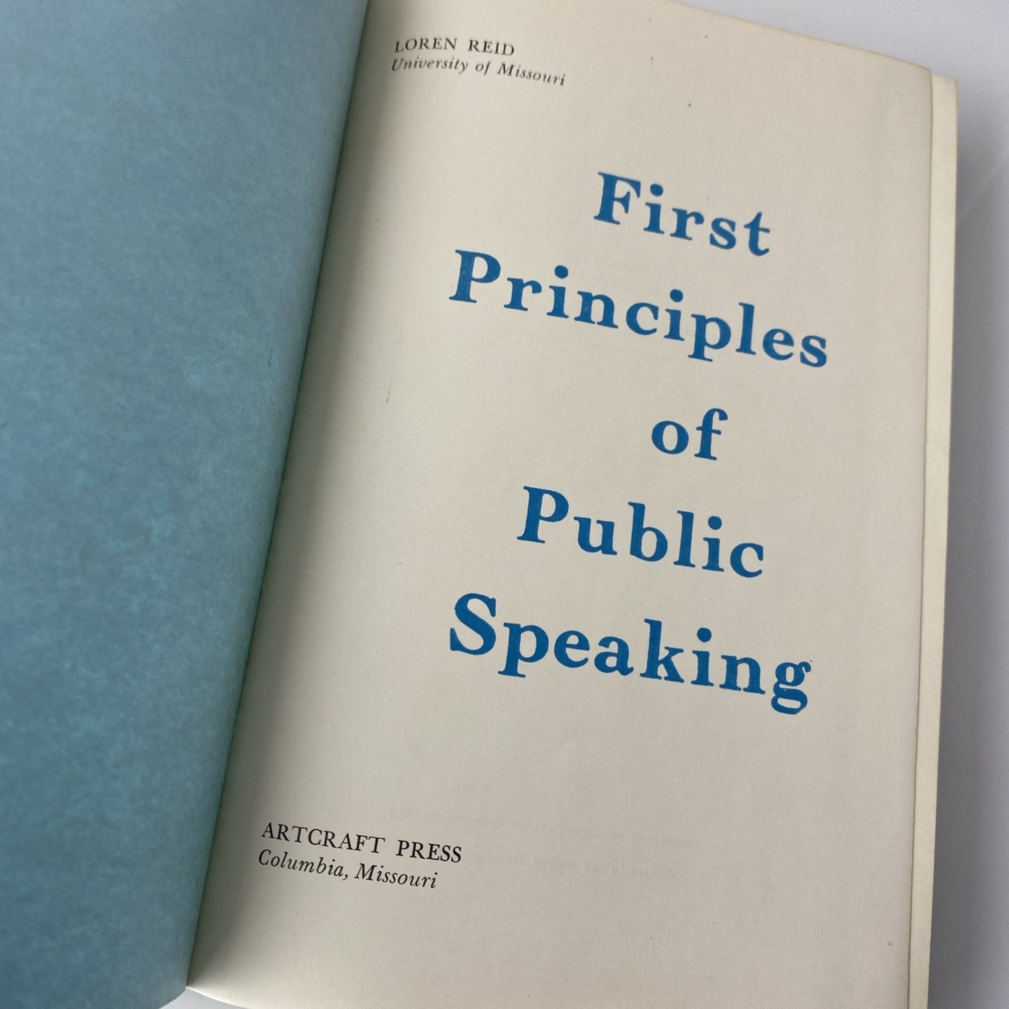 1962 First Print Principles of Public Speaking Loren Reid Vintage 60s Textbook