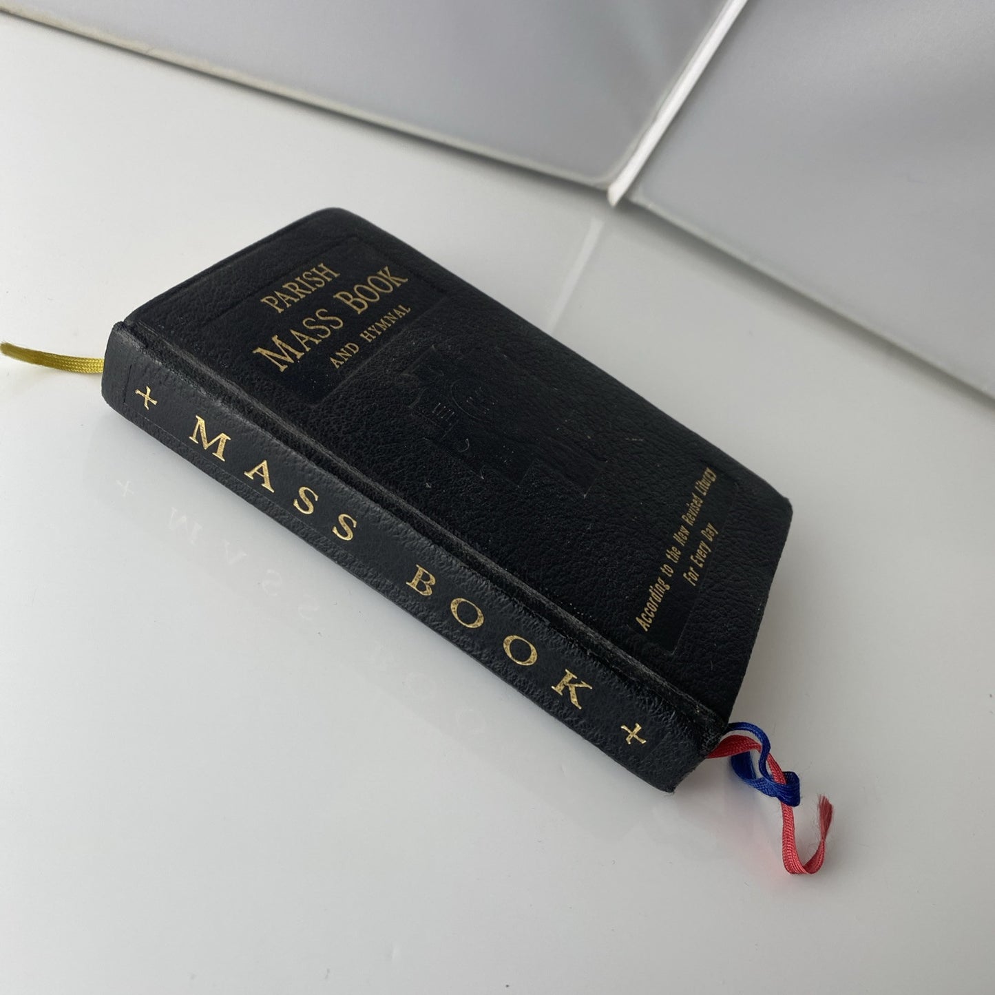 Vintage 1965 Parish Mass Book and Hymnal Old Religious Pictures Leather Unique