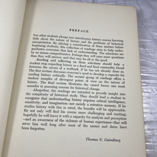 The Dimensions of History Edited by Thomas N. Guinsberg Rare 70s History PPB