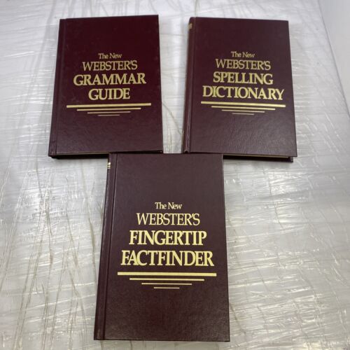 Set of 3, New Webster’s Spelling Dictionary, Grammar Guide,  Fingertip Facts 80s