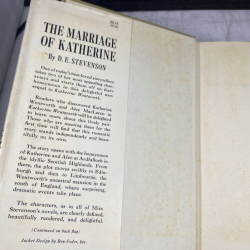 1965 The Marriage Of Katherine First Edition Vintage Hardcover Book D Stevenson