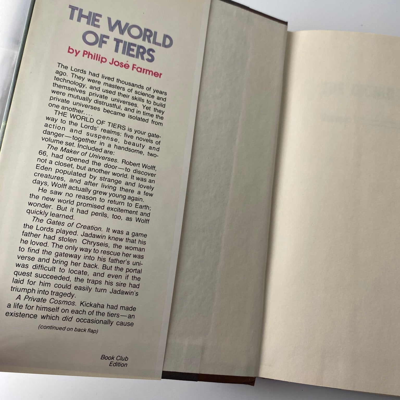 The World of Tiers Philip José Farmer 1st Edition 1979 Sci-Fi Nelson