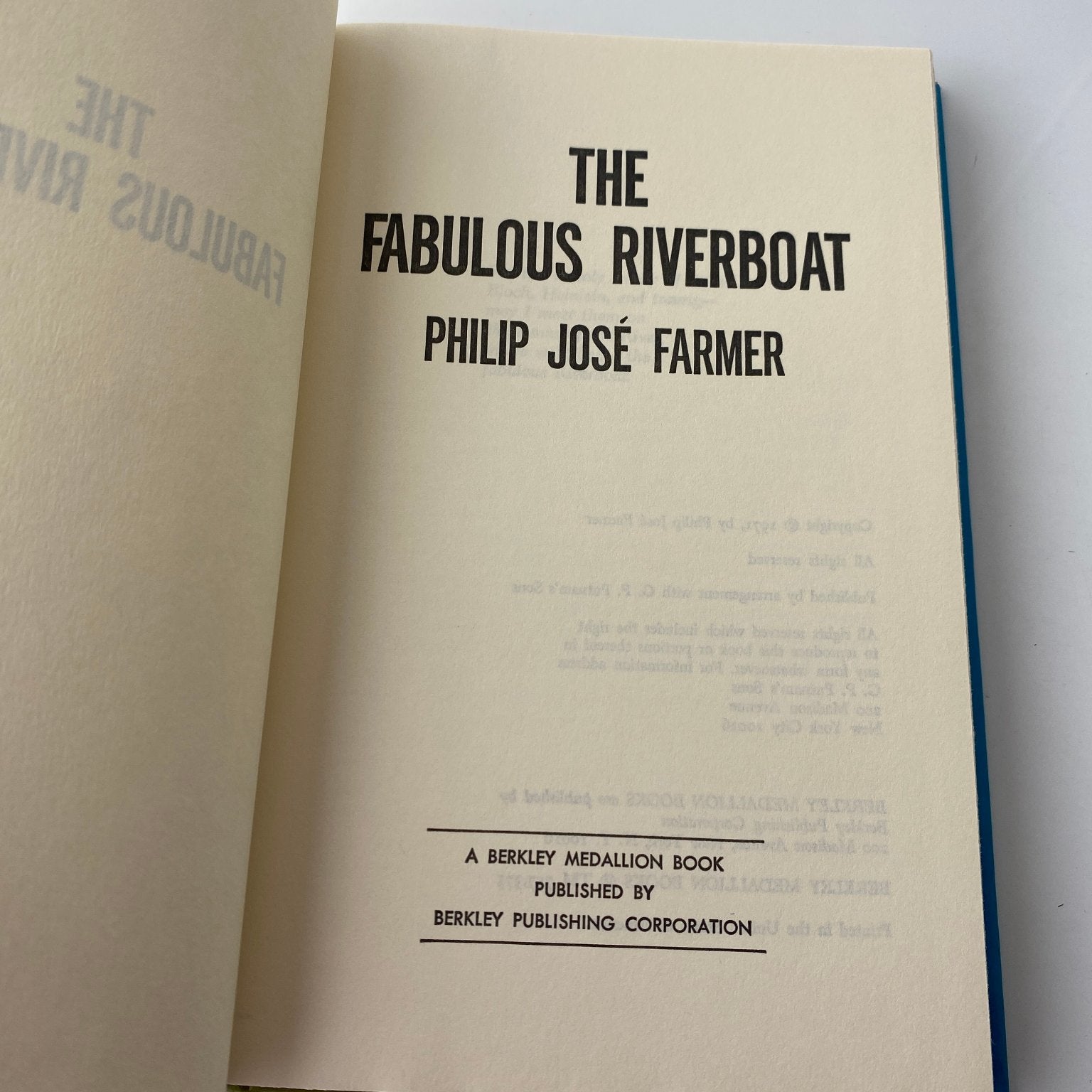 The Fabulous Riverboat Philip José Farmer 1971 Book Club Sci-Fi Berkley