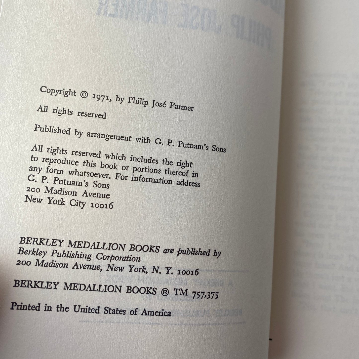 The Fabulous Riverboat Philip José Farmer 1971 Book Club Sci-Fi Berkley