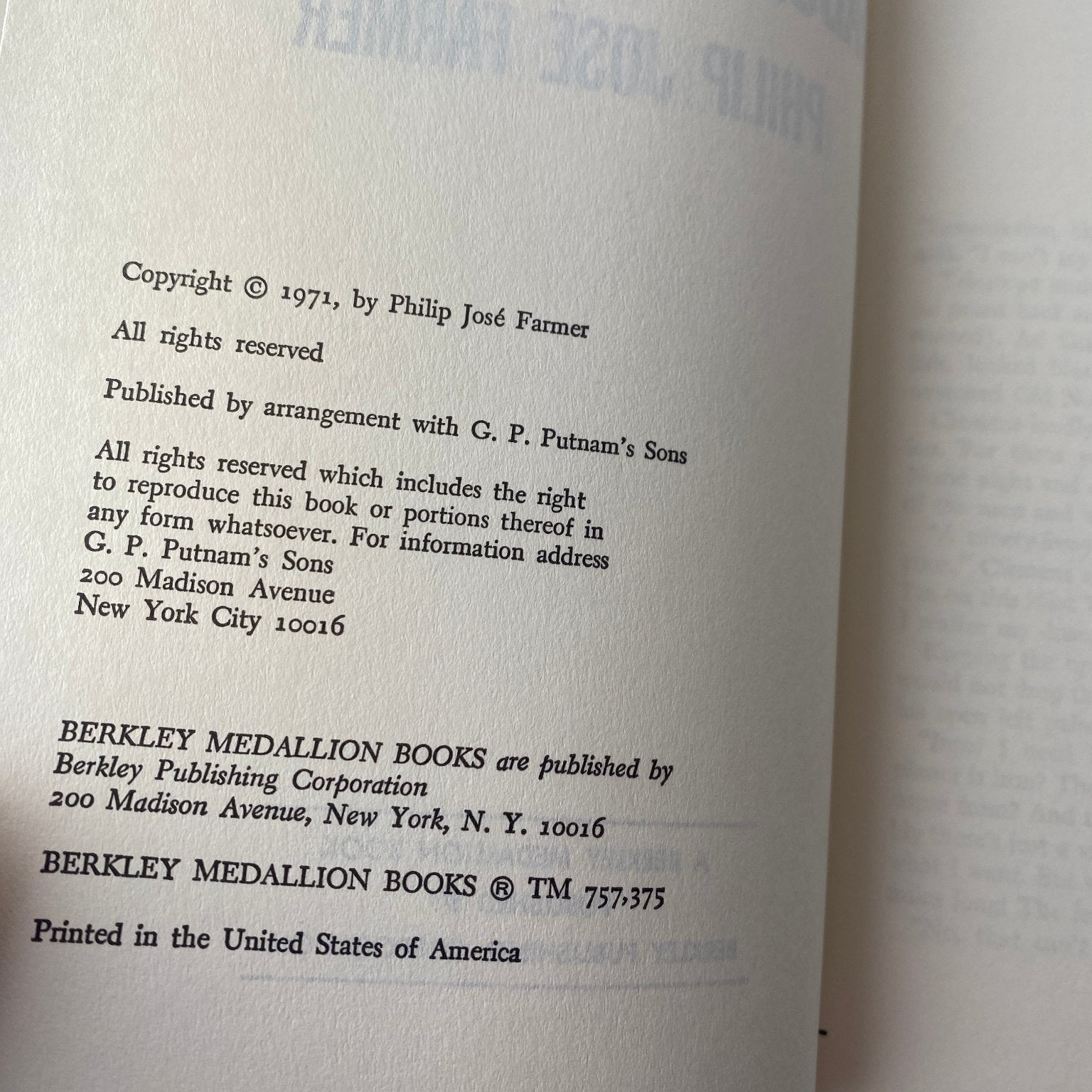 The Fabulous Riverboat Philip José Farmer 1971 Book Club Sci-Fi Berkley