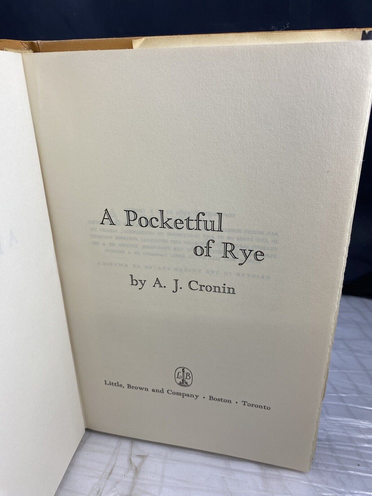 A Pocketful Of Rye A Novel By A j Cronin 1969 Vintage 60s Book Club Literature