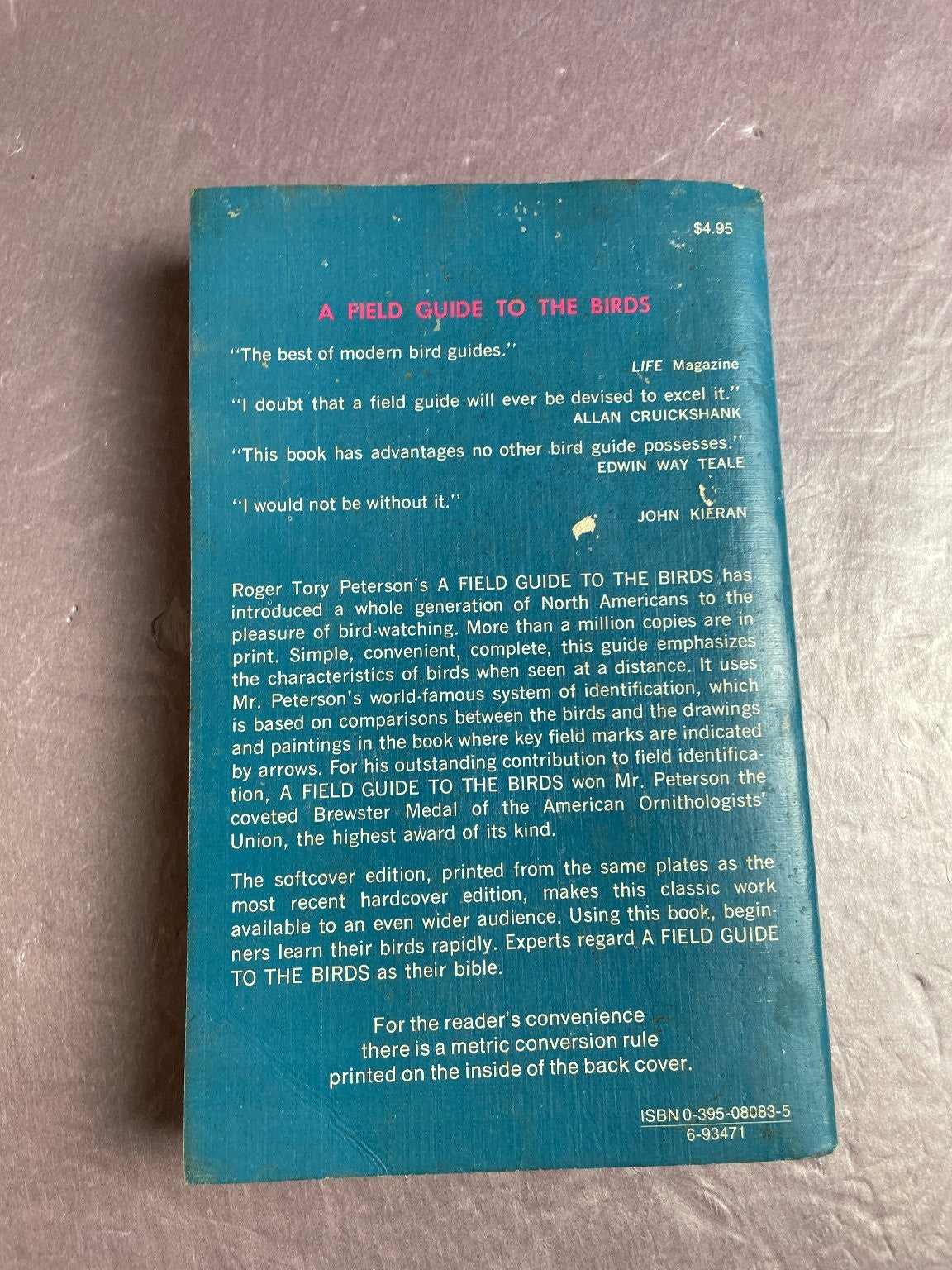 A Field Guide to the Birds Peterson 1947 Edition Eastern Land Water Birds Guide