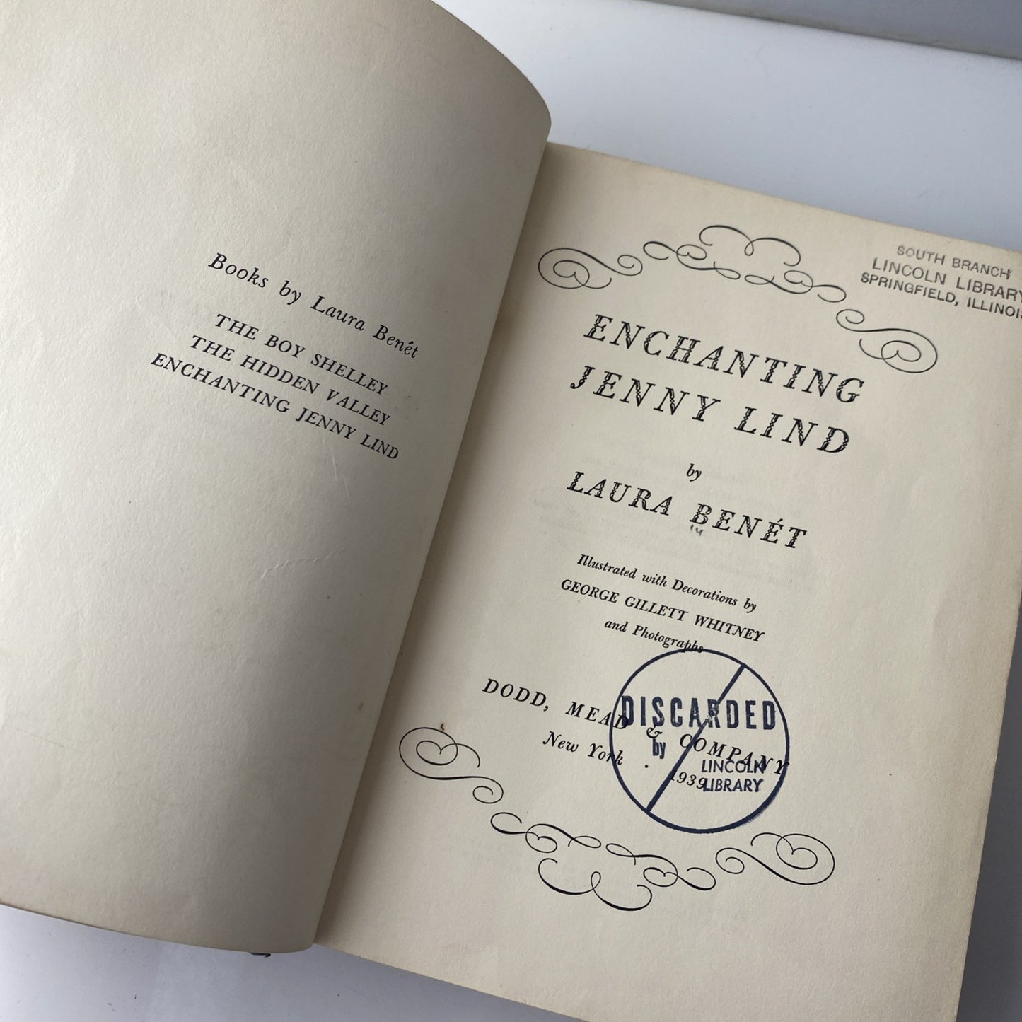 Enchanting Jenny Lind, Laura Benet Dodd, Mead & Co 1939 hardcover jk116