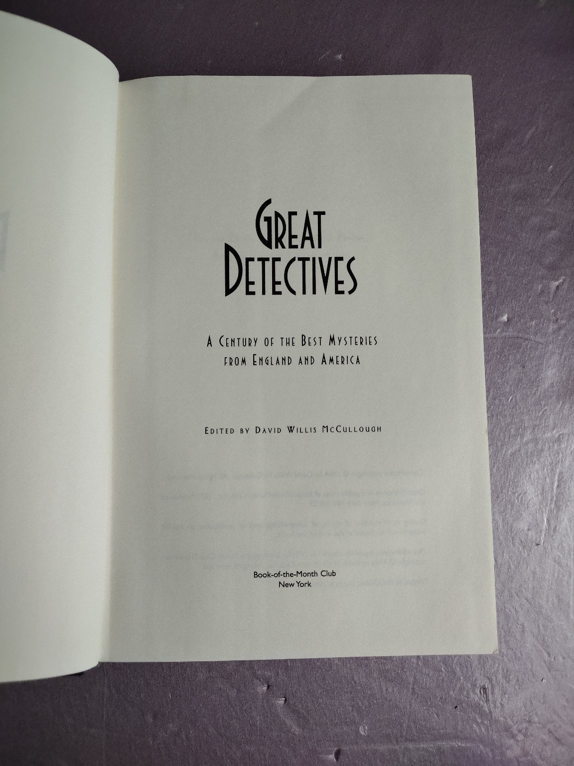 Great Detectives David Willis McCullough 1984 Anthology Mystery BOMC Hardcover