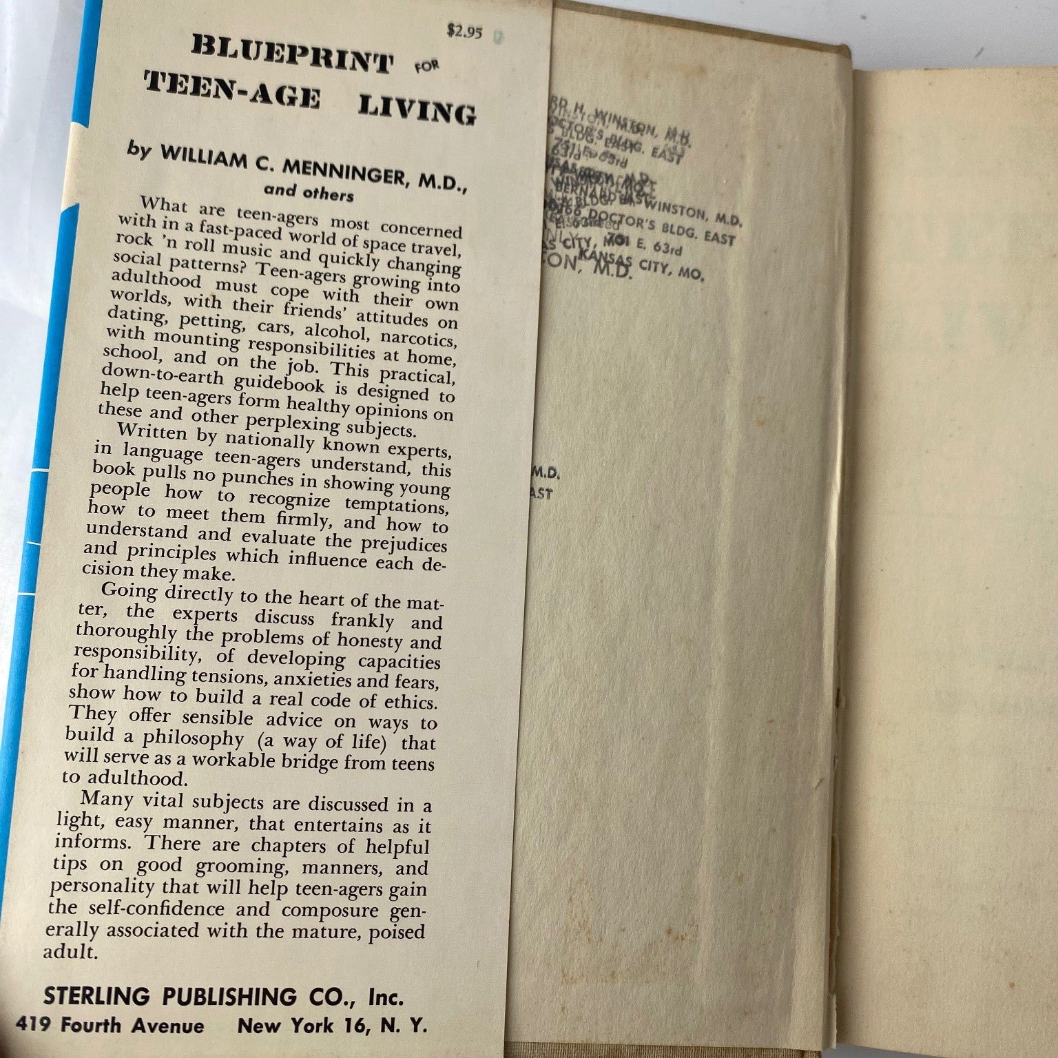 Rare textbook Blueprint for Teen-Age Living William C. Menninger 1958 Sterling