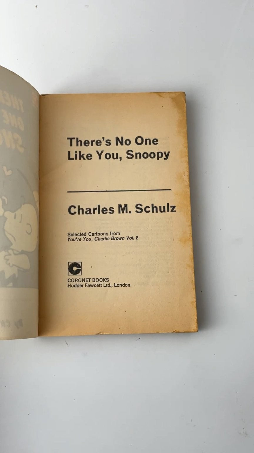 There's No One Like You Snoopy Charles M. Schulz 1974 Illustrated