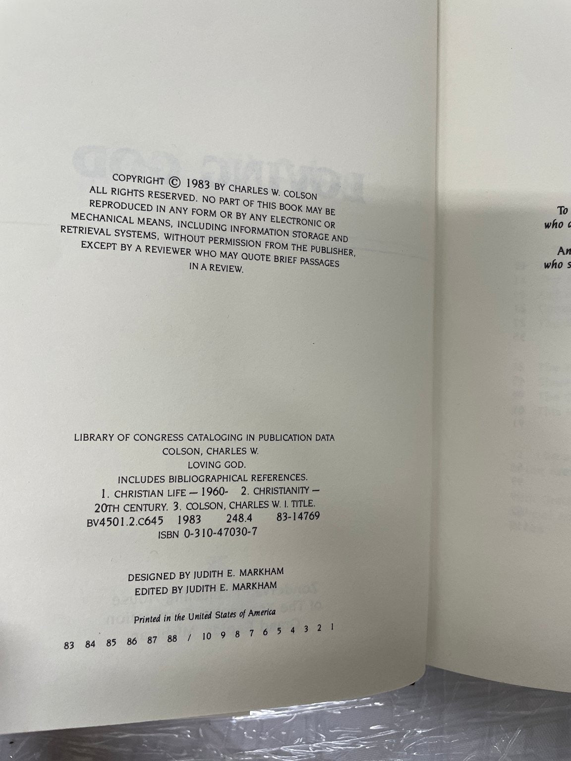 Loving God Charles Colson 1983 Christian Life Faith Hardcover Religious