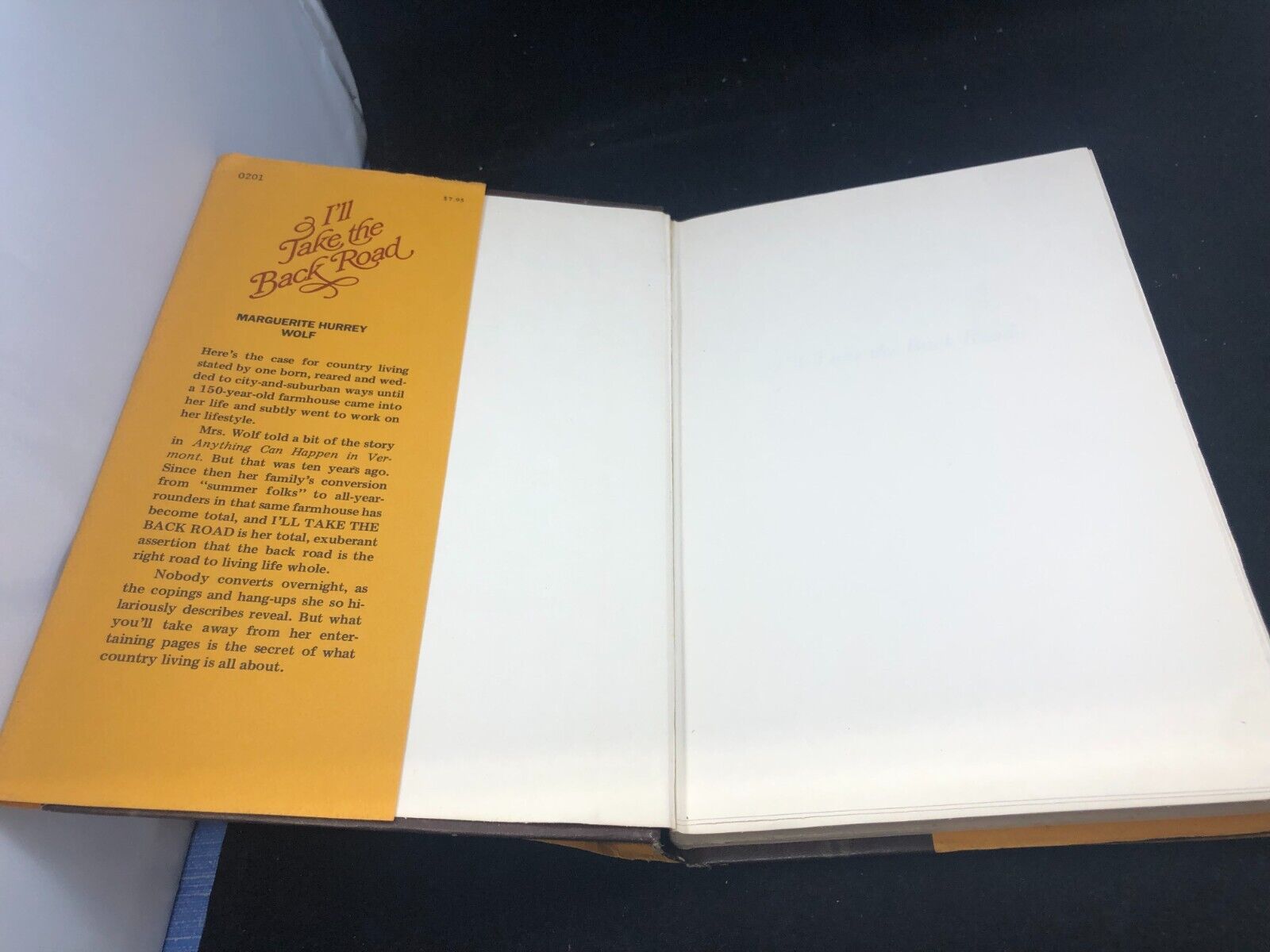 1975 I'll Take the Back Road By Marguerite Hurrey Wolf Vintage With Dust Jacket!