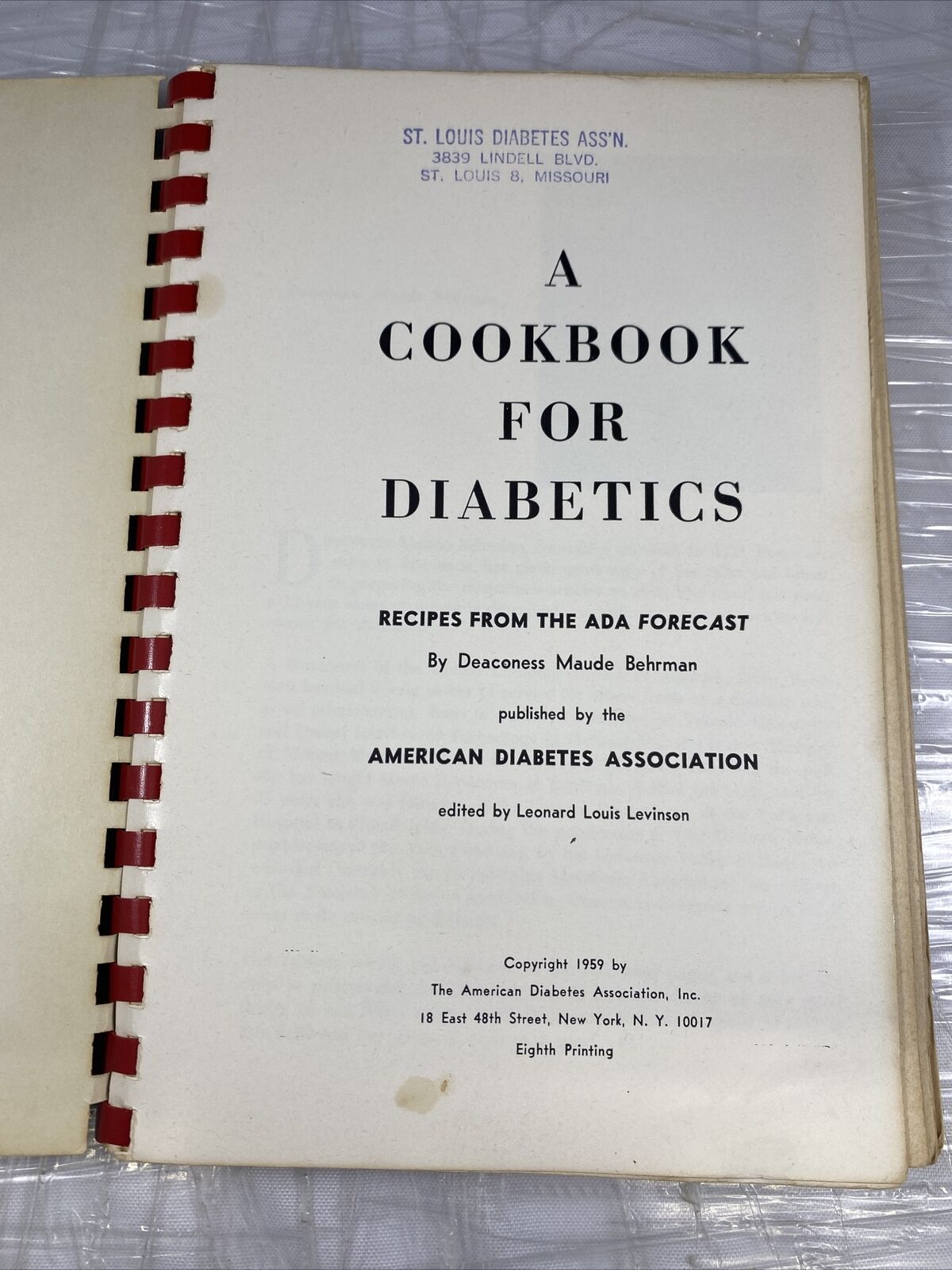 A COOKBOOK FOR DIABETICS - Maude Behrman - Paperback - 1959 - A.D.A. Vintage