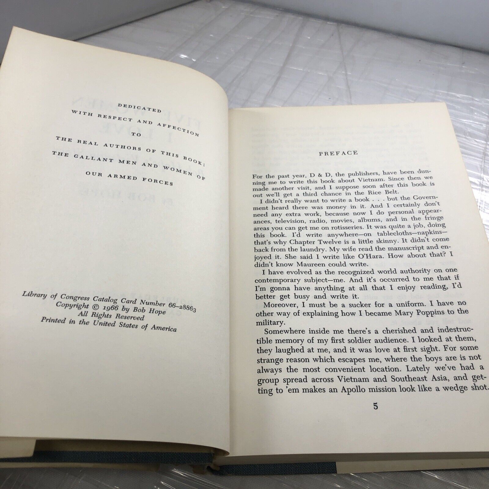 FIVE WOMEN I LOVE BOB HOPES VIETNAM STORY Doubleday 1966 