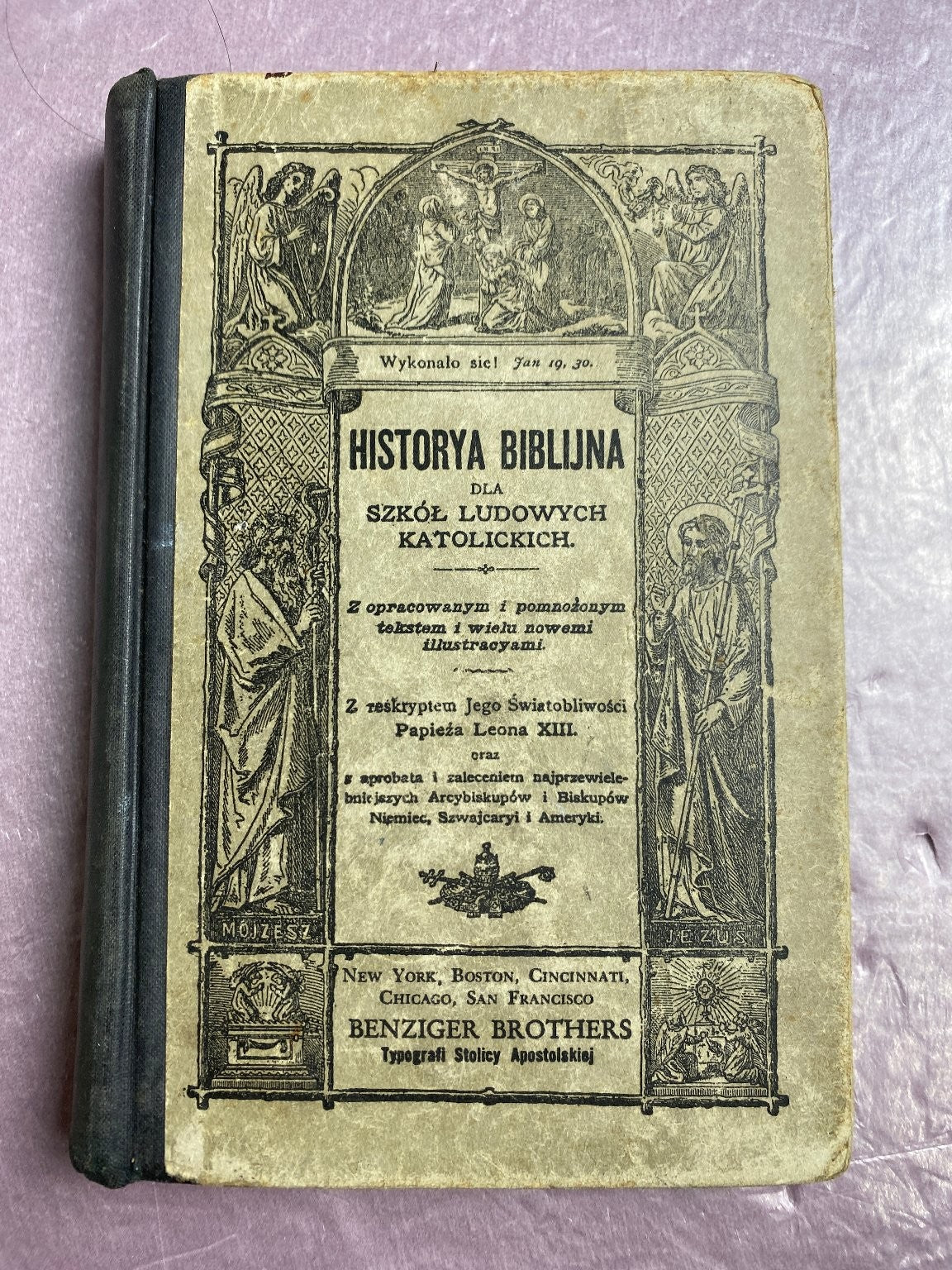 HISTORYA BIBLIJNA Katolickich Schools 1917 Benziger Brothers Illustrated Polish