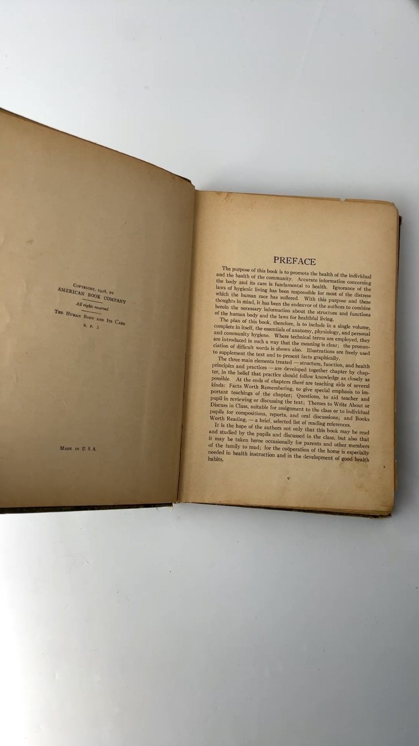 The Human Body and Its Care Newmayer Broome 1928 Health Care Book