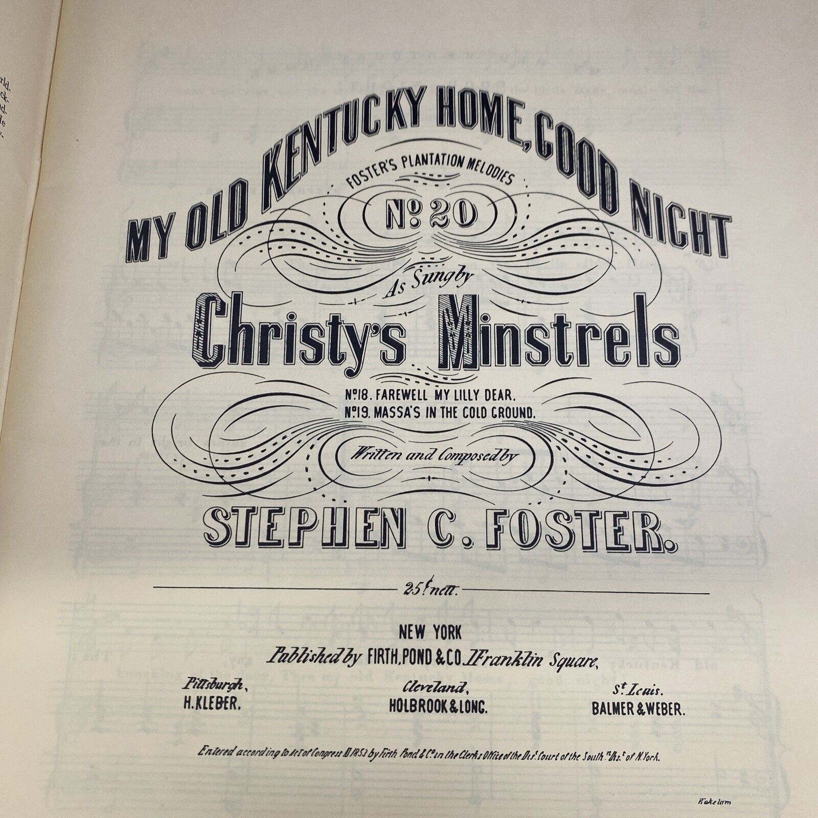 Souvenir Book of Songs from The Stephen Foster Story Vintage Songbook Music