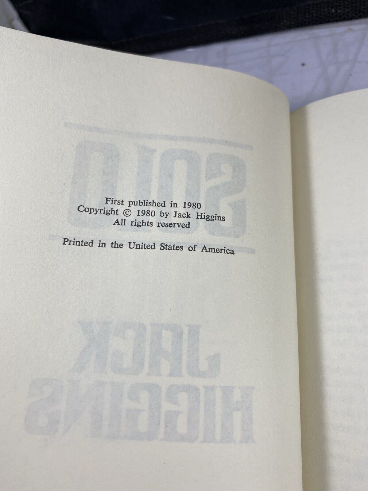 Jack Higgins Solo Hardcover with Dust Jacket 1980 Book Club Edition GOOD VTG