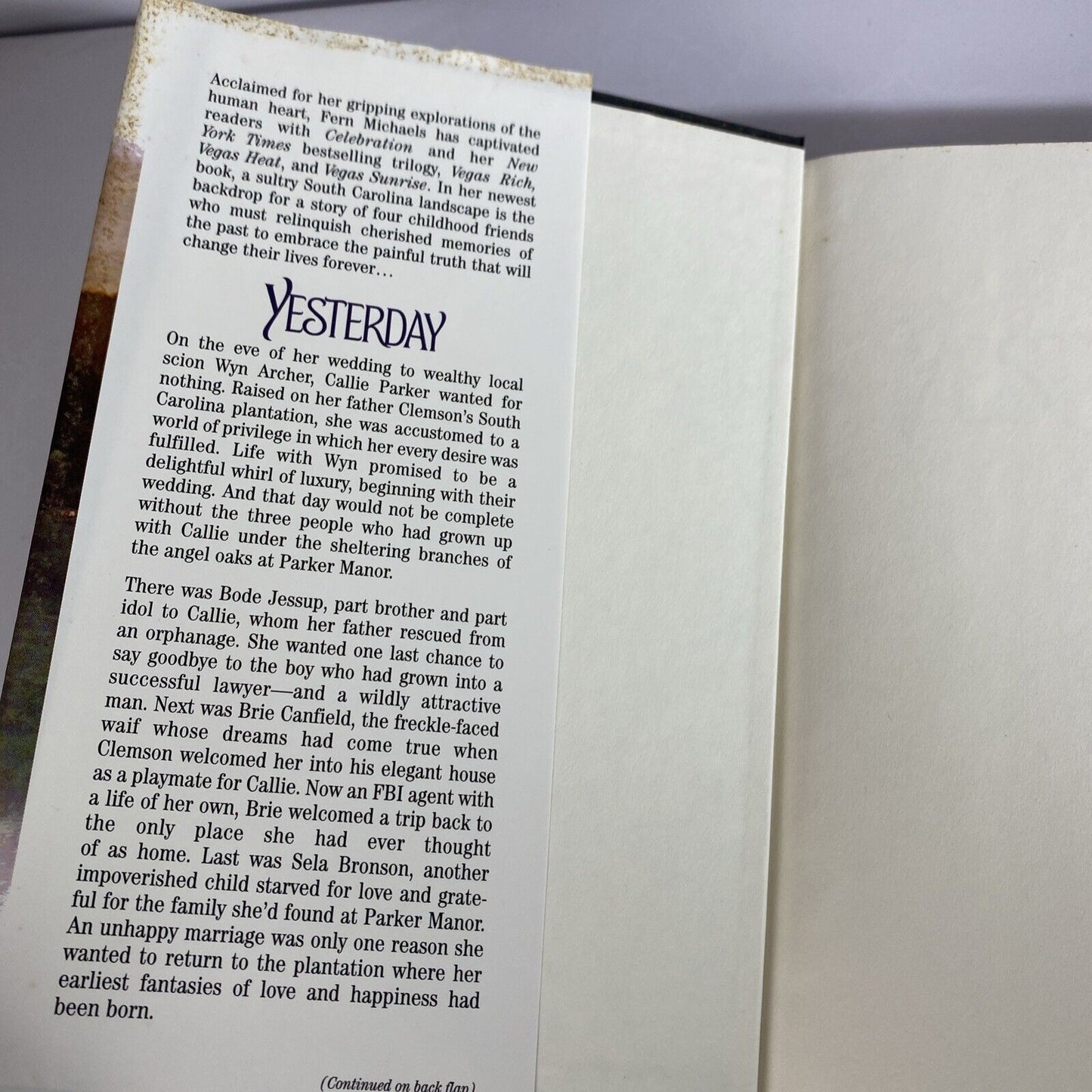 Yesterday - Fern Michaels, 1575664674, hardcover Book Club Edition. Good