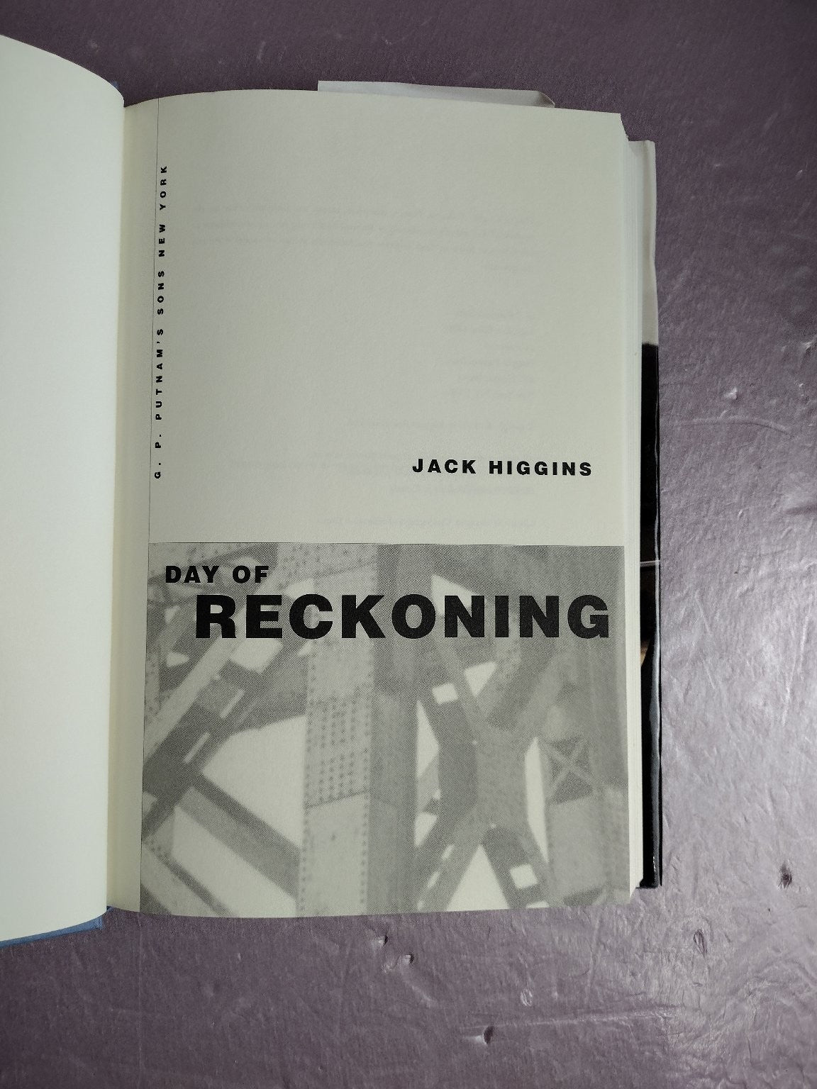 Day of Reckoning Jack Higgins 1998 Thriller G. P. Putnam's Sons Hardcover