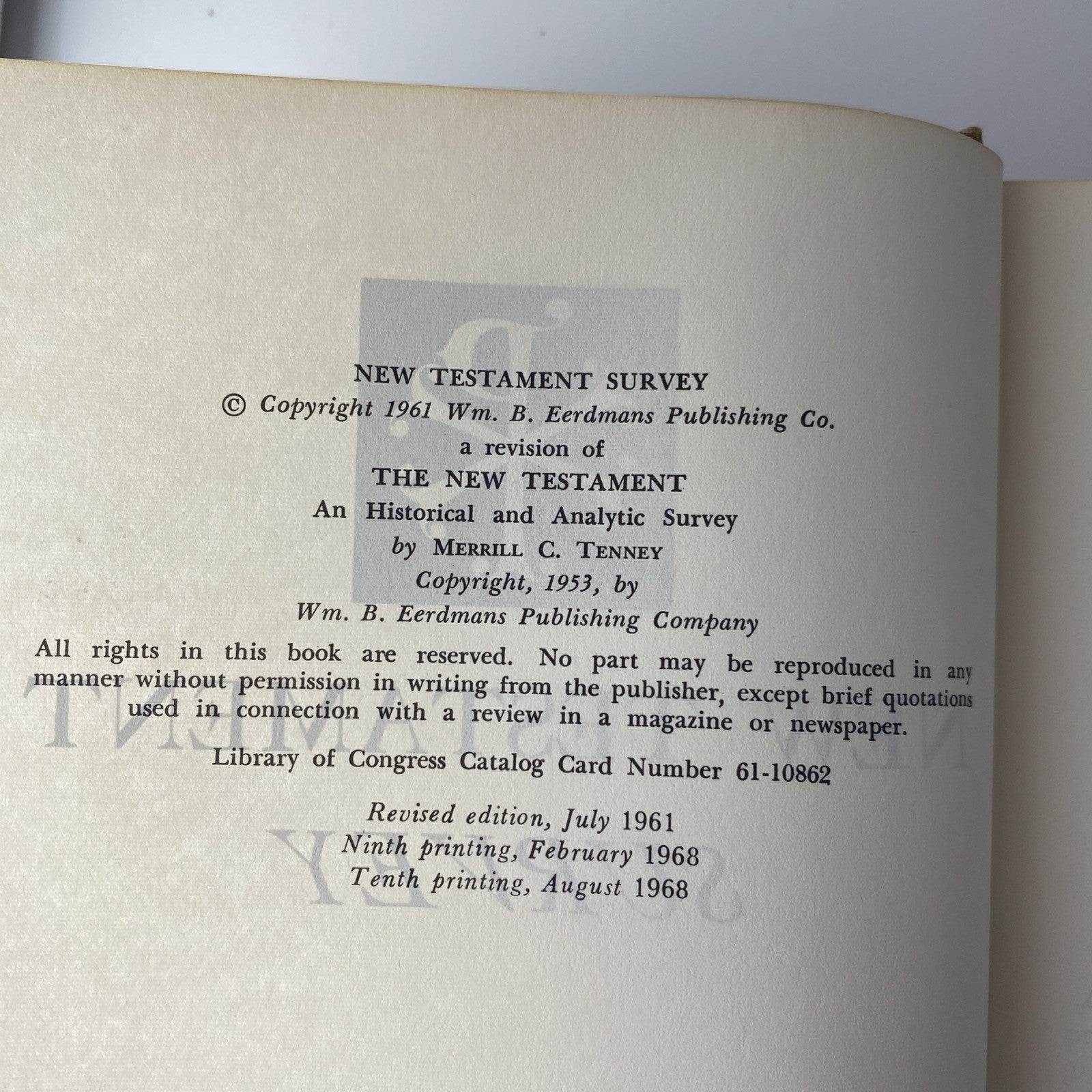 New Testament Survey Vintage 60s Christian Bible Study Book Merrill C Tenney