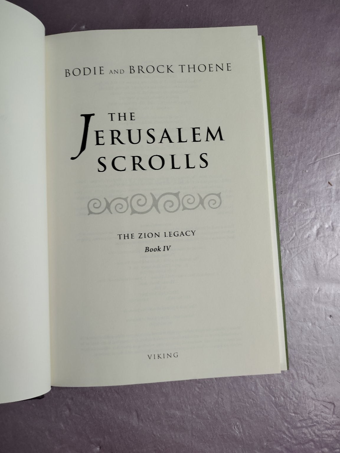 The Jerusalem Scrolls Bodie & Brock Thoene 2002 Zion Legacy Series Novel Viking